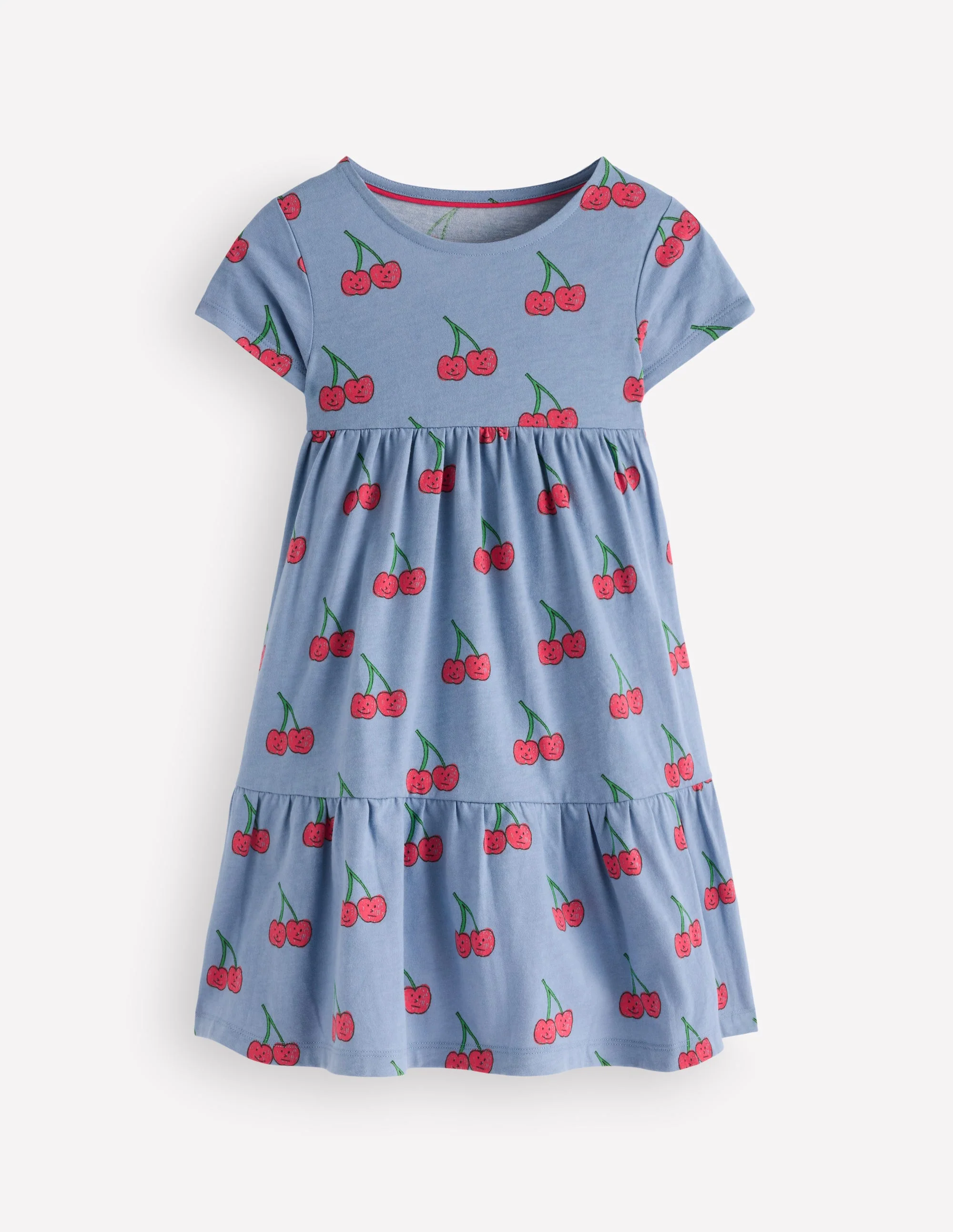 Ariel Twirly Jersey Dress-Blue Cherries