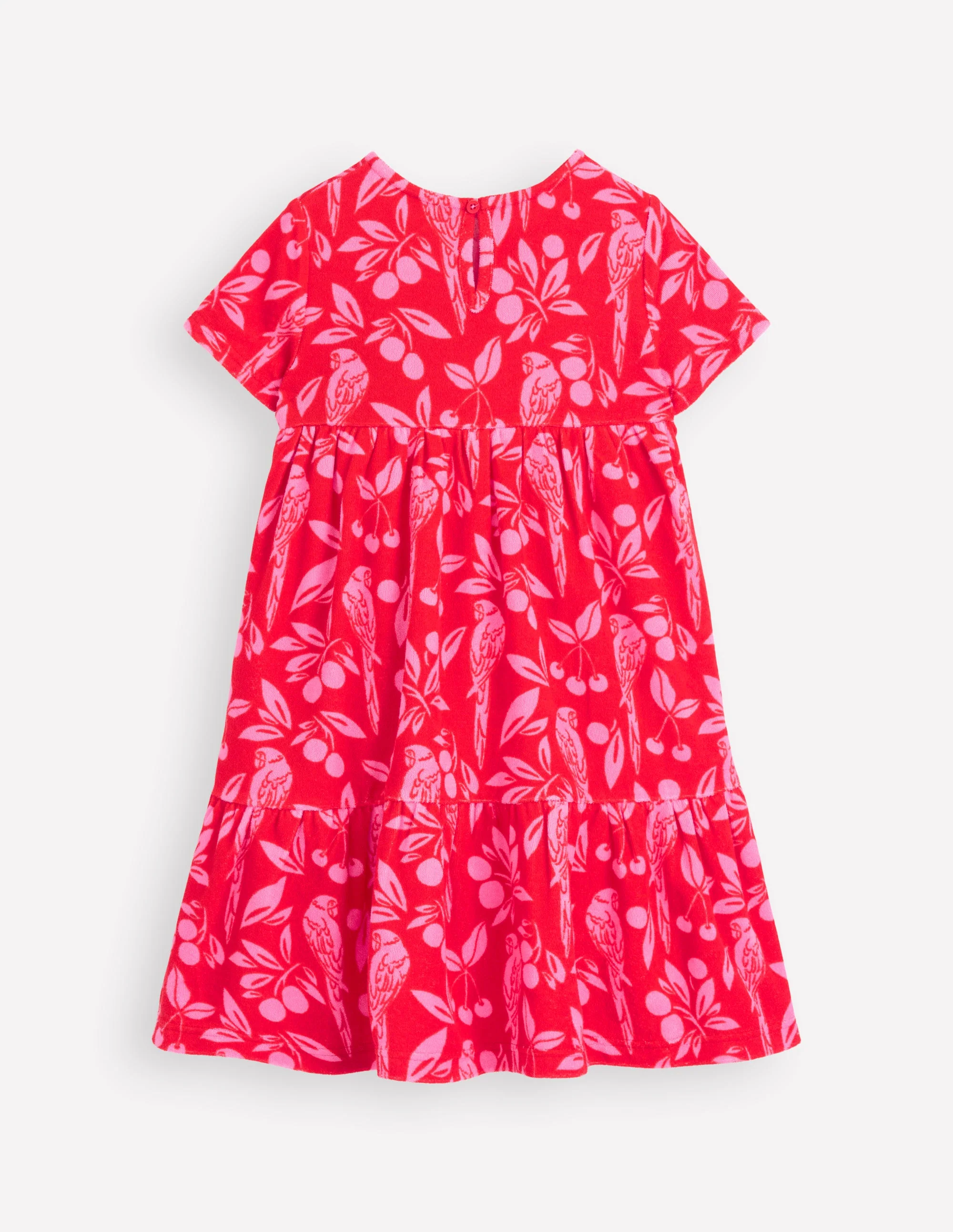 Ariel Twirly Towelling Dress-Poppy Red Parrot Palm - Image 2