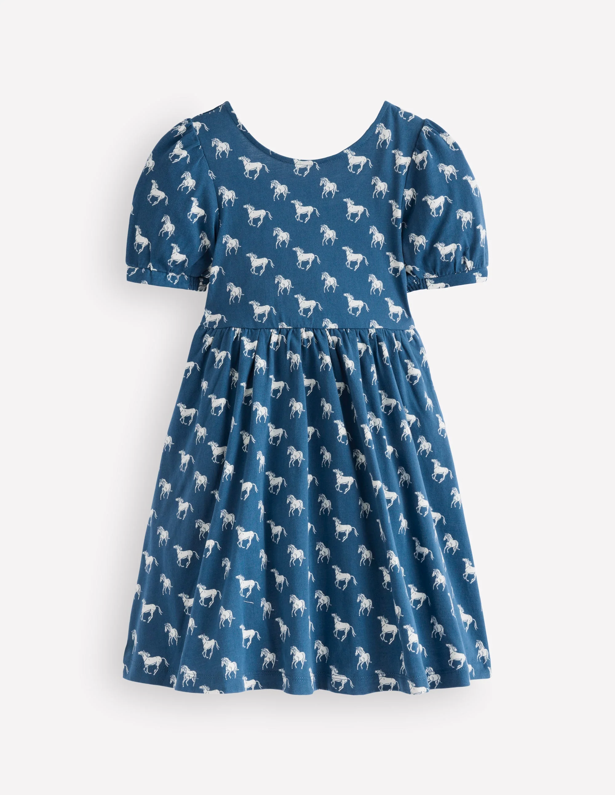 Ballerina Jersey Dress-Blue Horses - Image 2