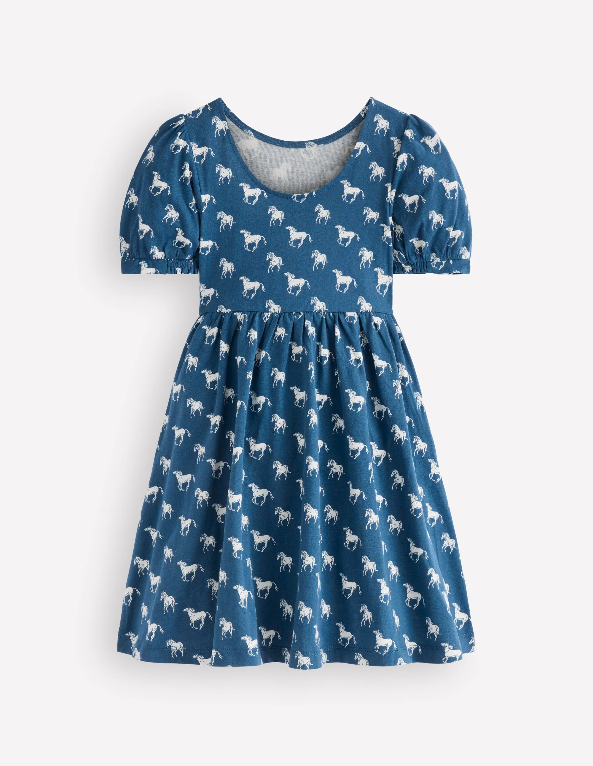Ballerina Jersey Dress-Blue Horses - Image 3