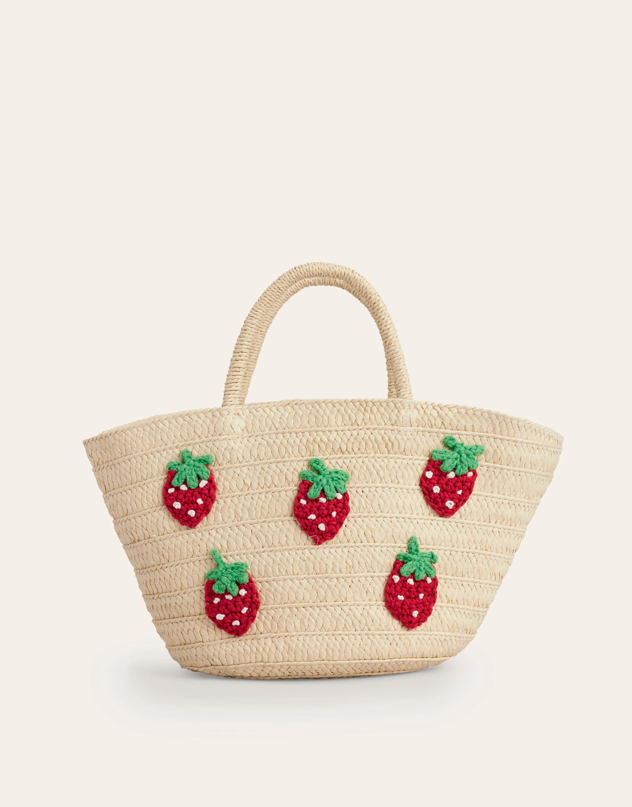 Basket Bag-Embroidered Strawberries