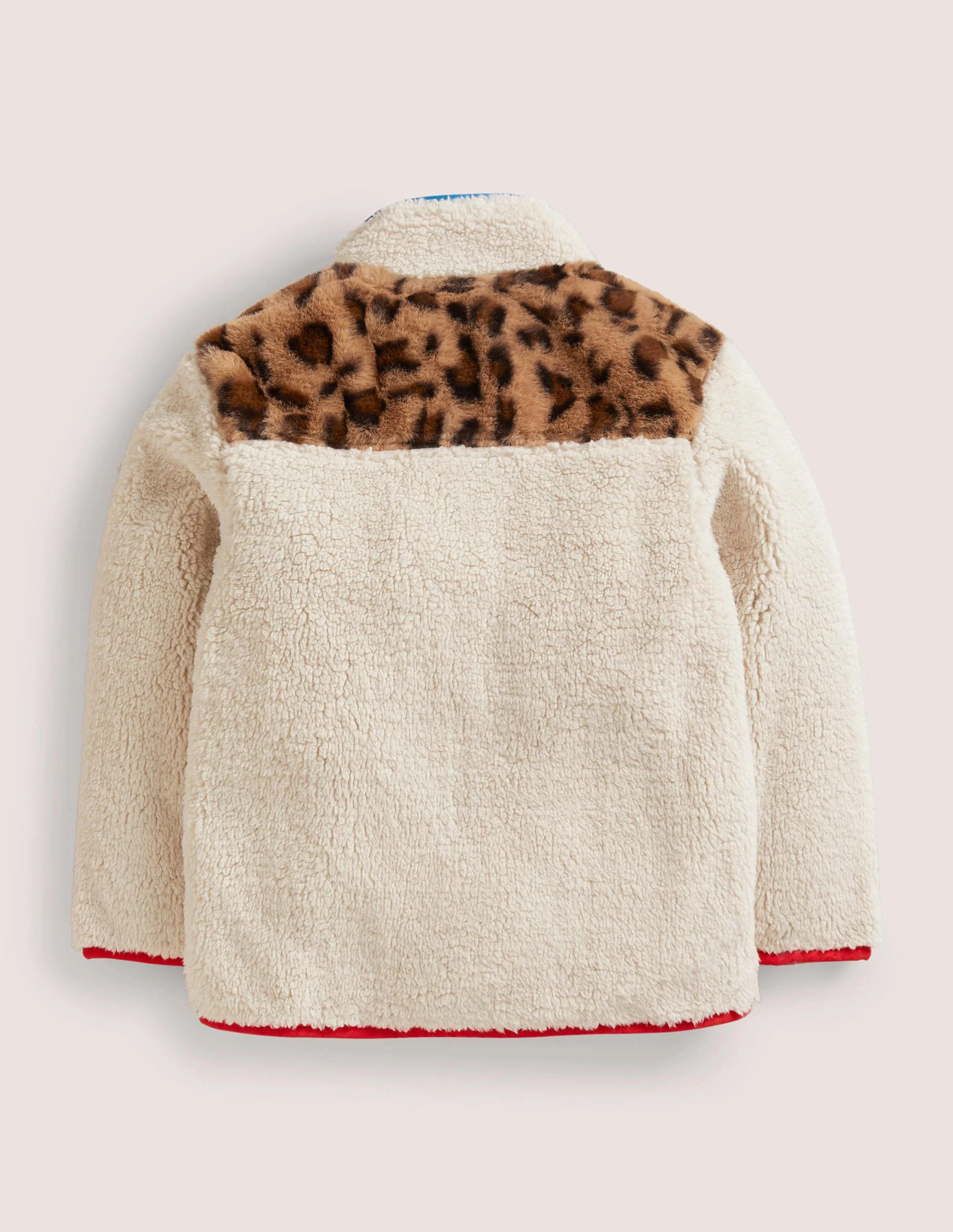 Borg Jacket-Ivory/Leopard Colourblock - Image 2
