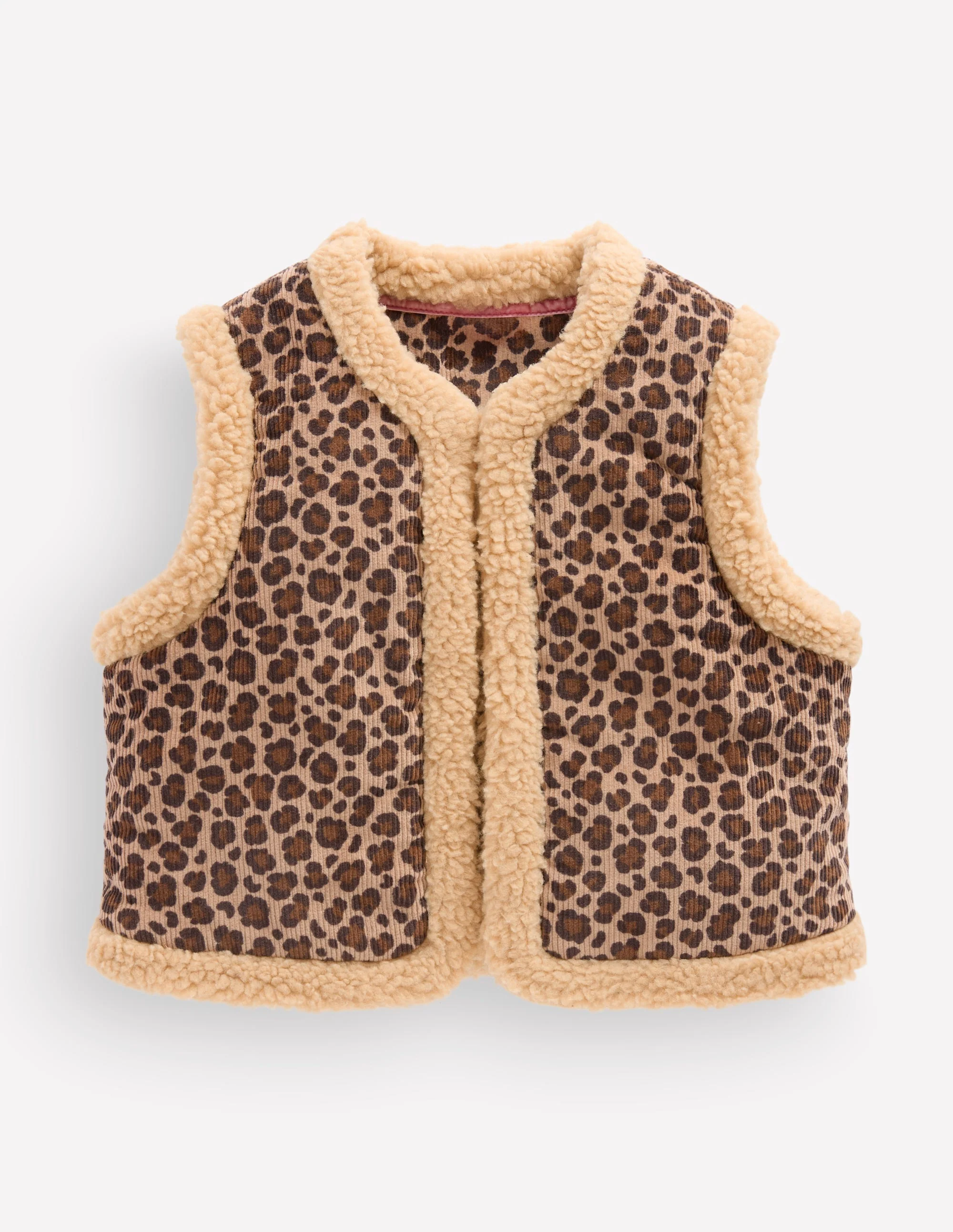 Borg Trim Gilet-Brown Leopard