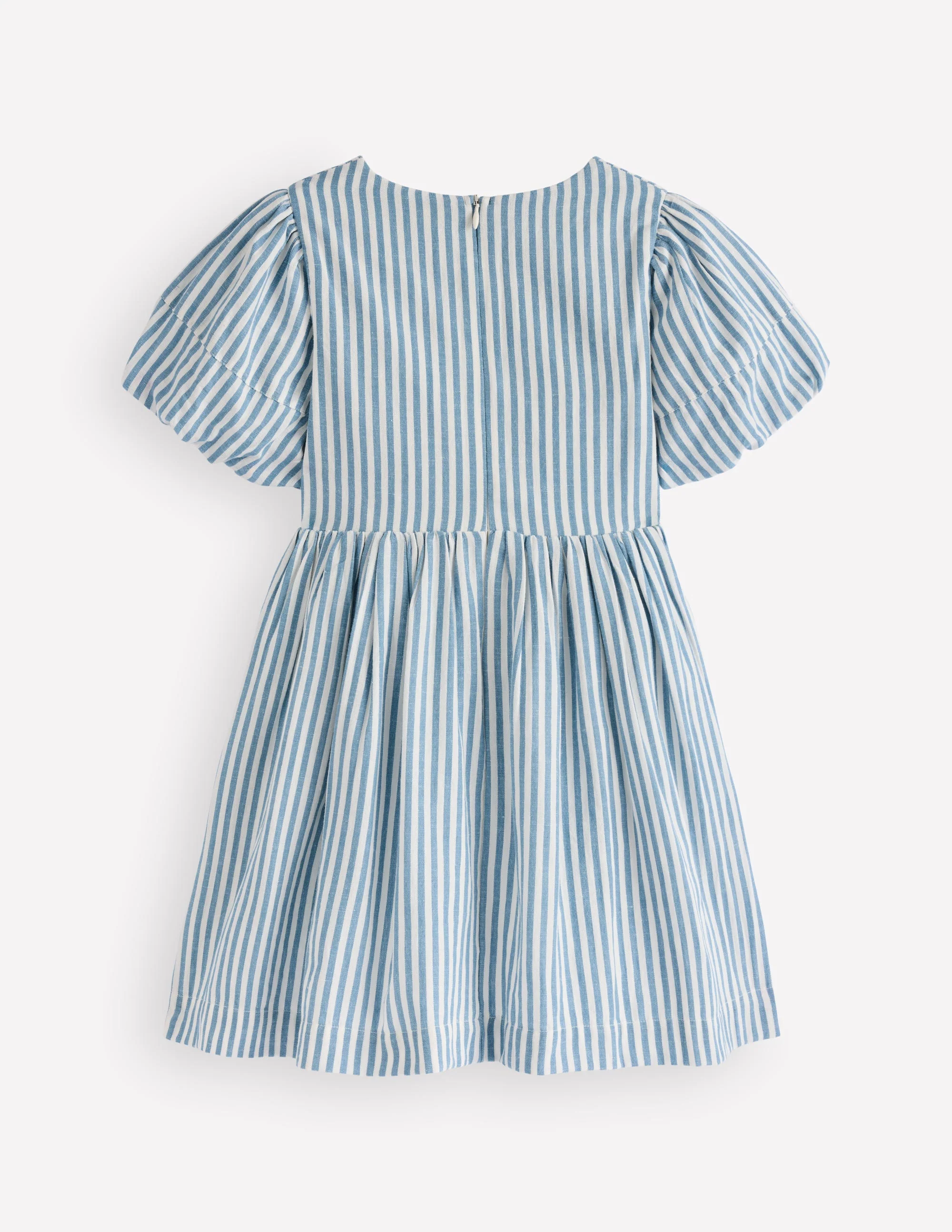 Bow Front Woven Dress-Blue Stripe - Image 2