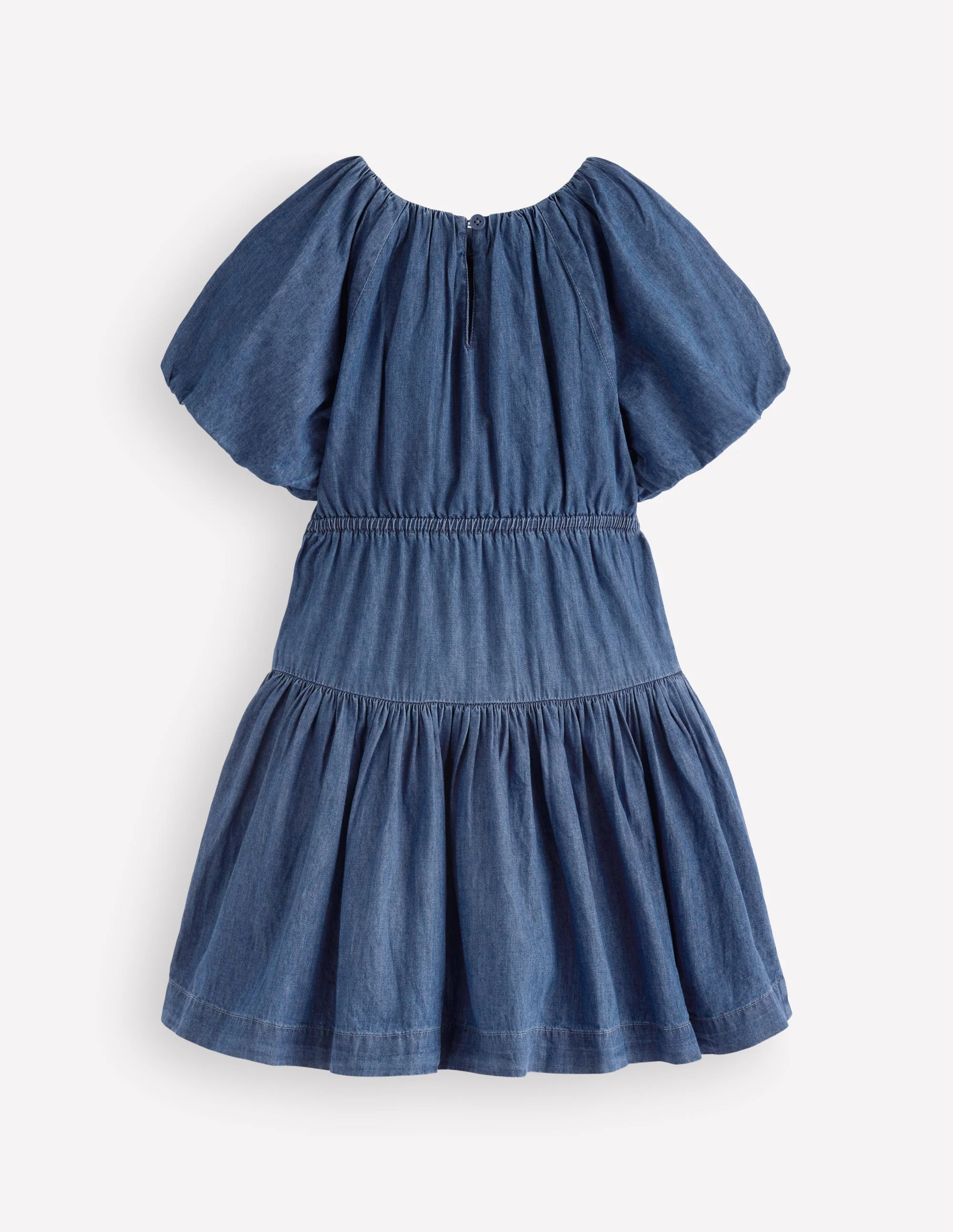 Bow Waist Woven Dress-Mid Vintage Denim - Image 3