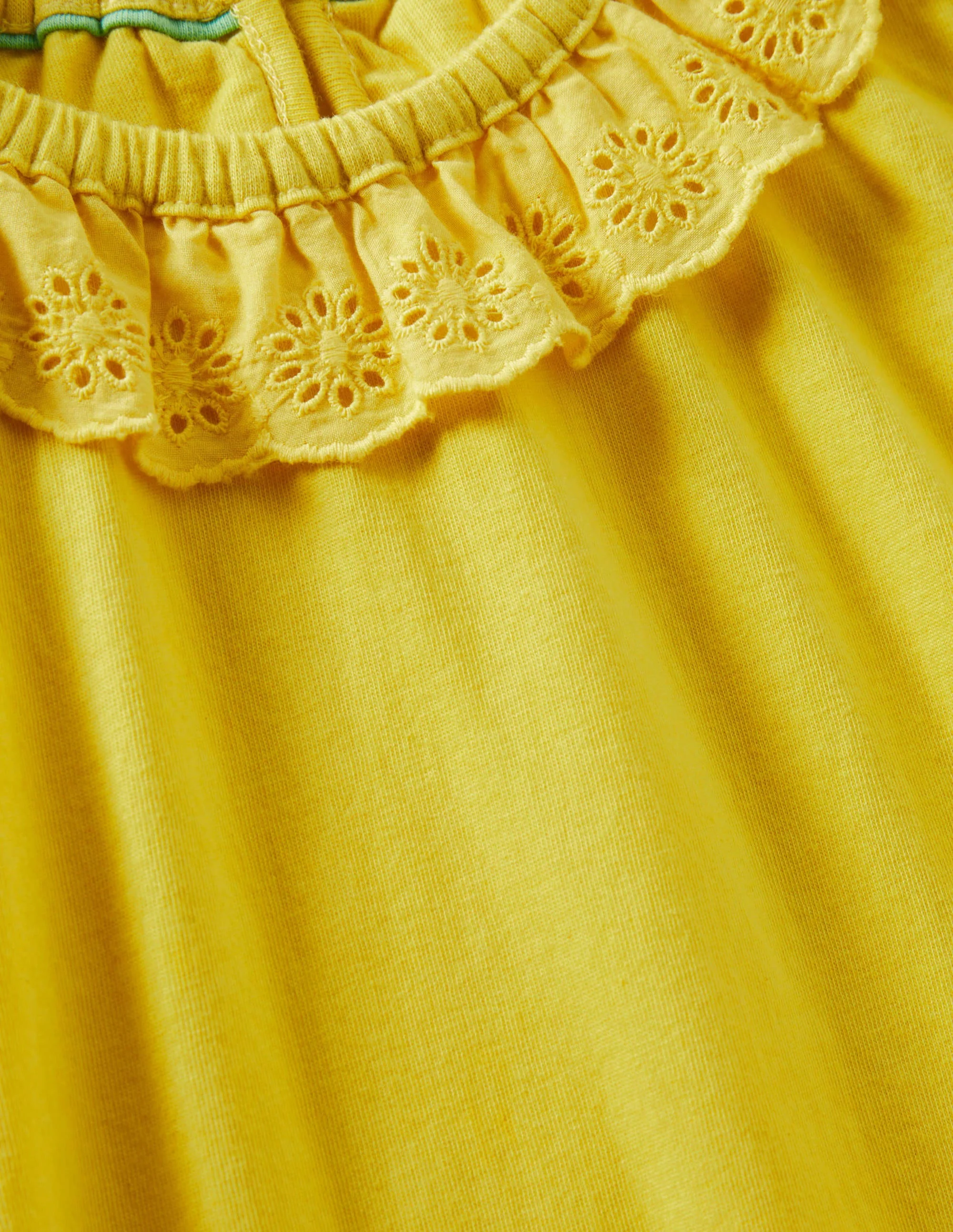 Broderie Collar Jersey Top-Sweetcorn Yellow - Image 3