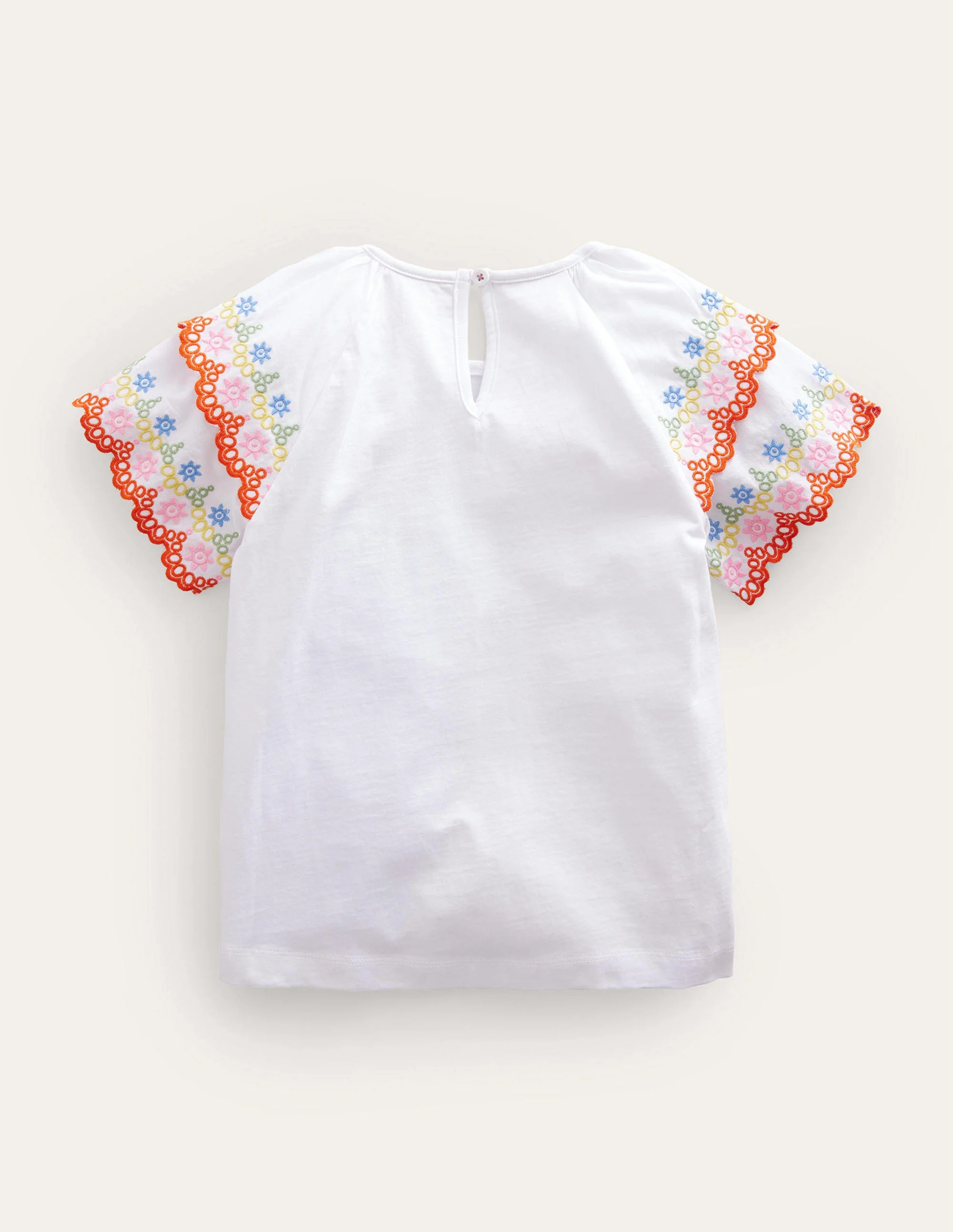 Broderie Mix T-shirt-White - Image 2
