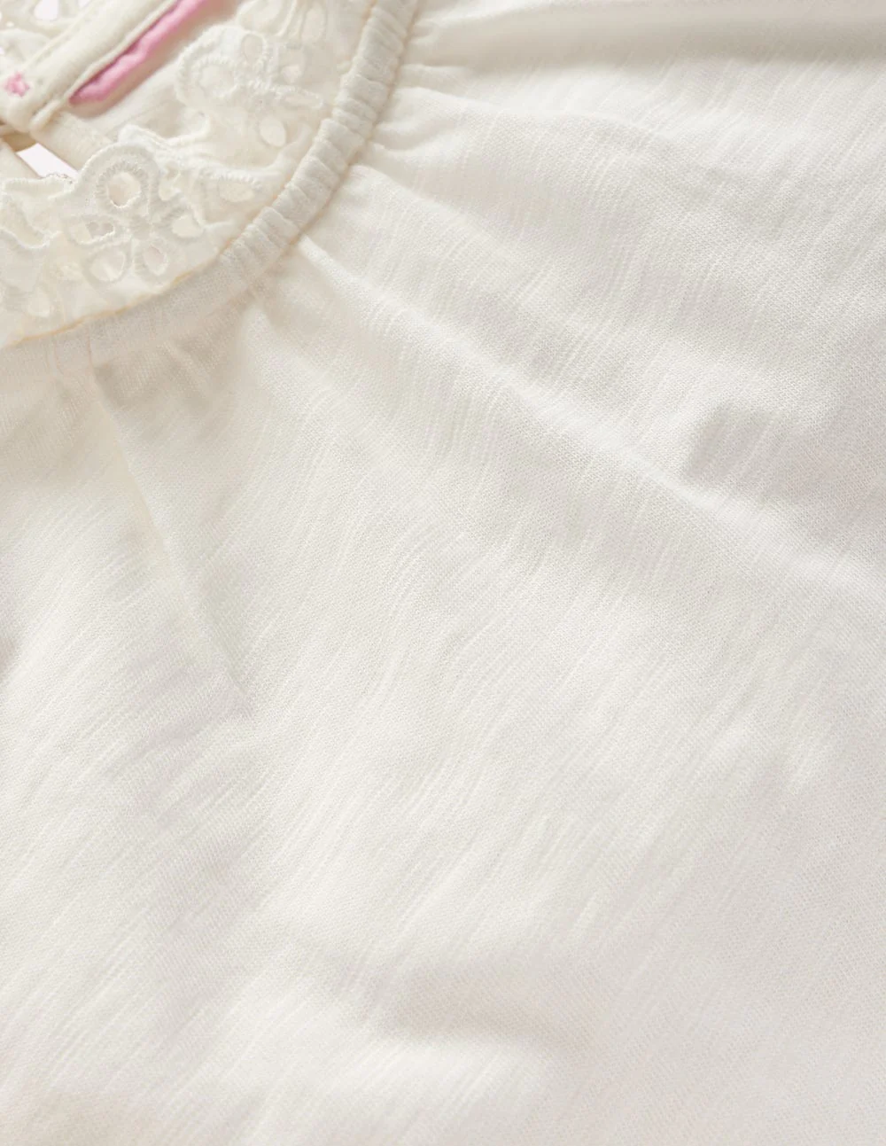 Broderie Trim Jersey Top-Soft Ivory - Image 3