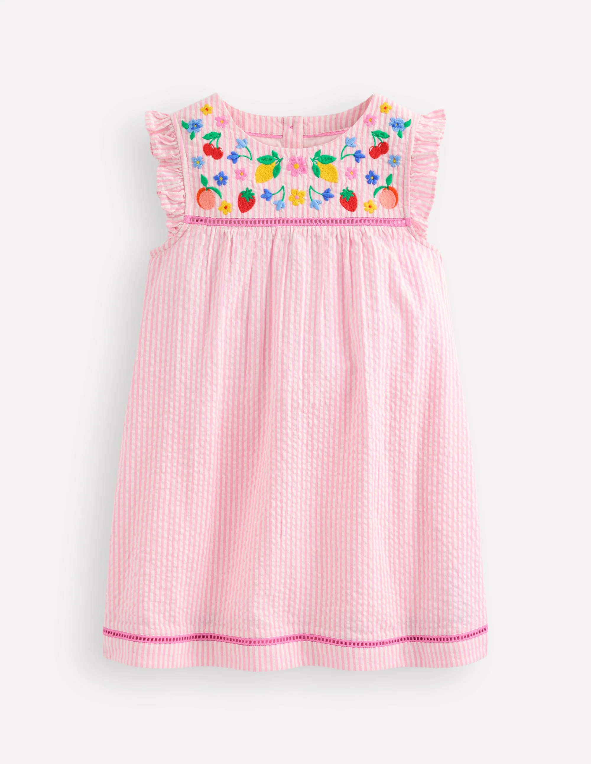 Celia Woven Holiday Dress-Pink Stripe Fruit - Image 2