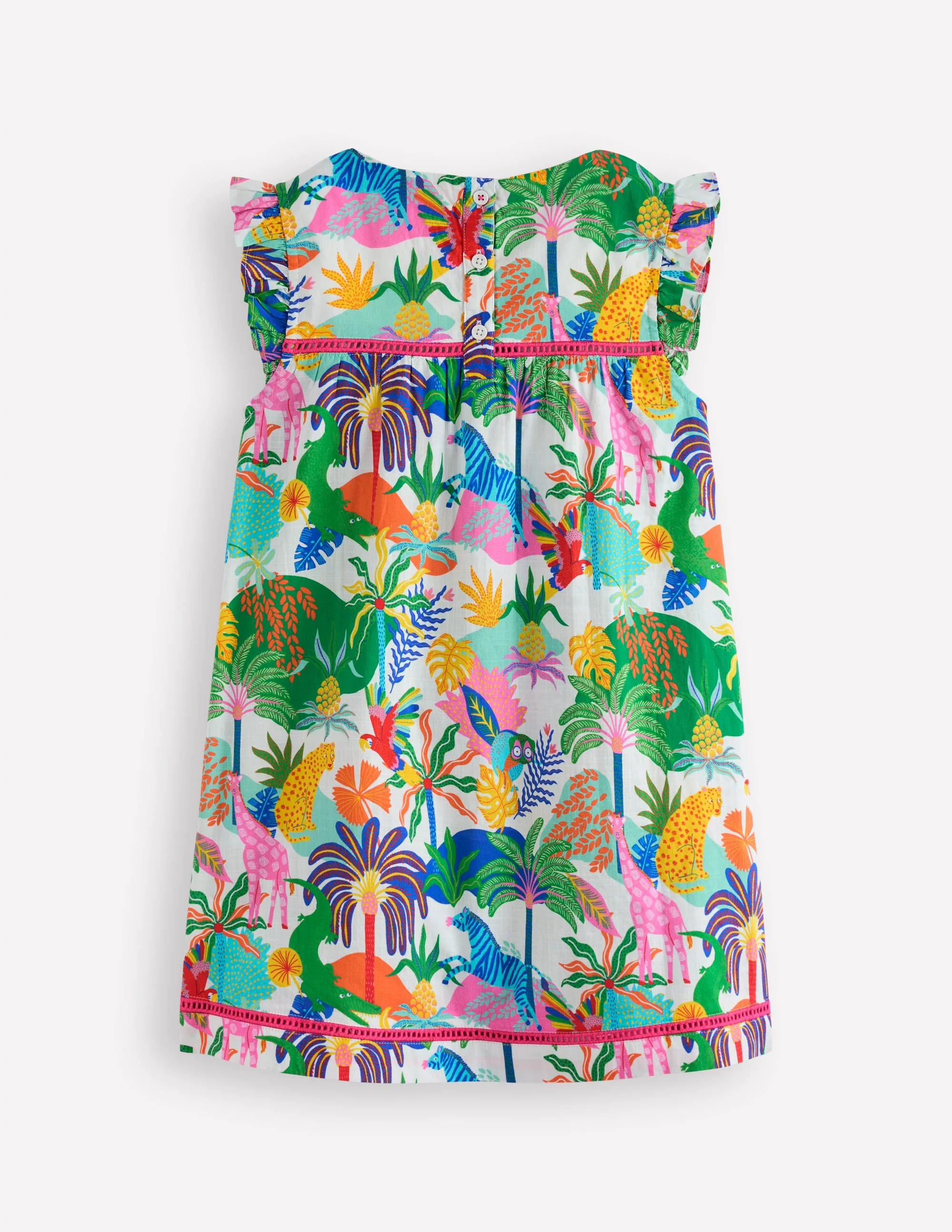 Celia Woven Holiday Dress-Soft Ivory Multi Jungle - Image 2