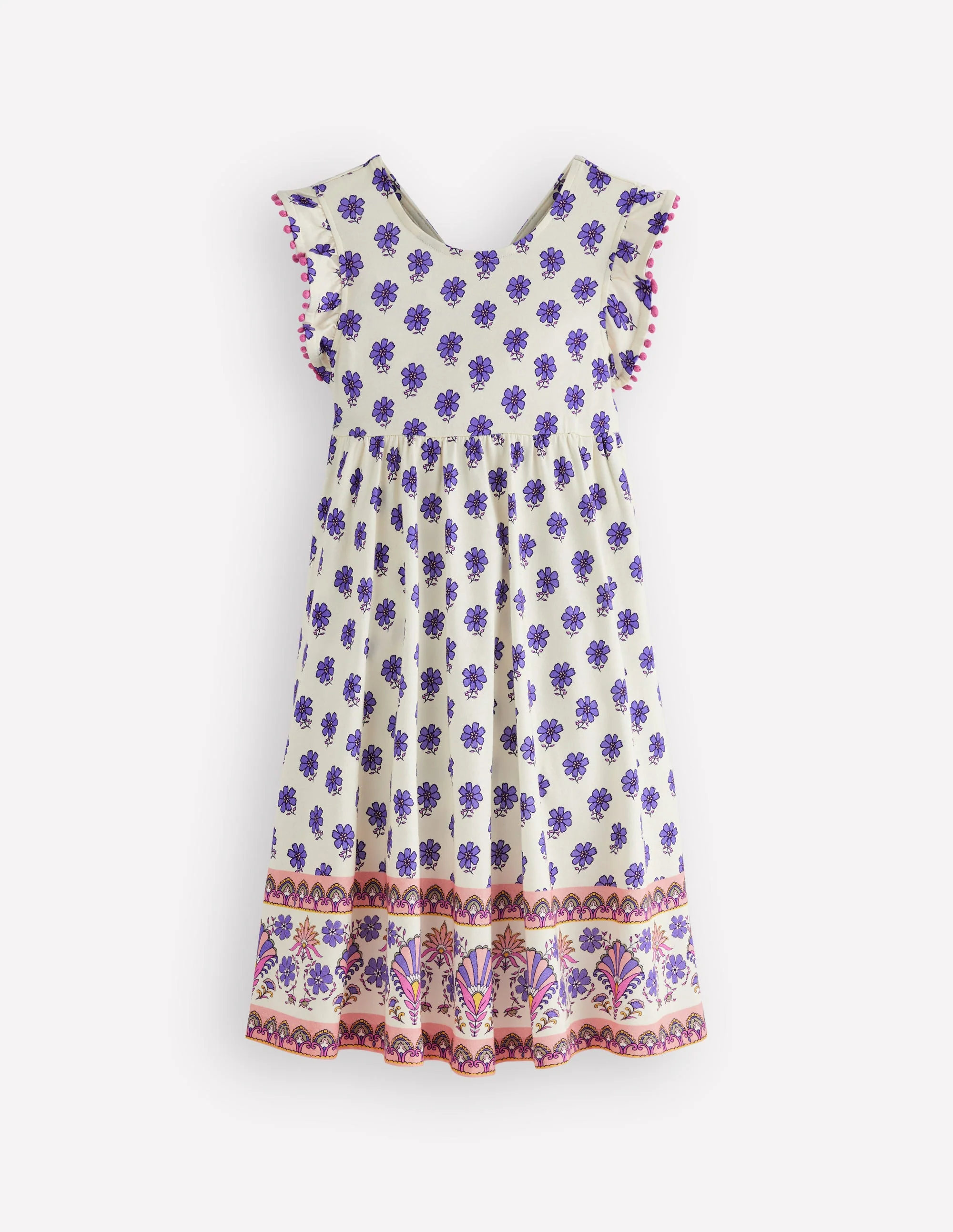 Clover Bow Back Jersey Dress-Multi Woodblock - Image 3