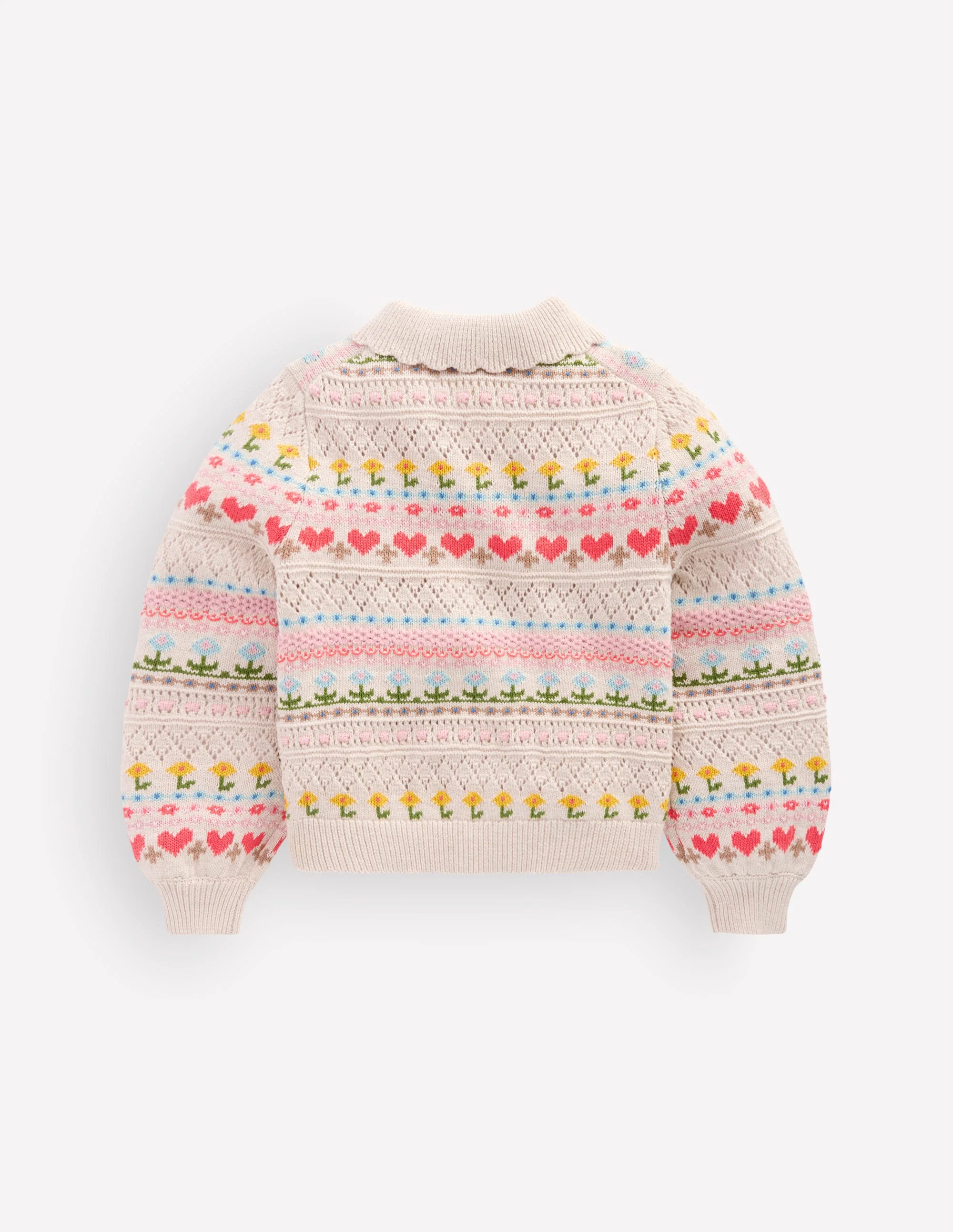 Collared Cardigan-Oatmeal Marl Flowers - Image 3