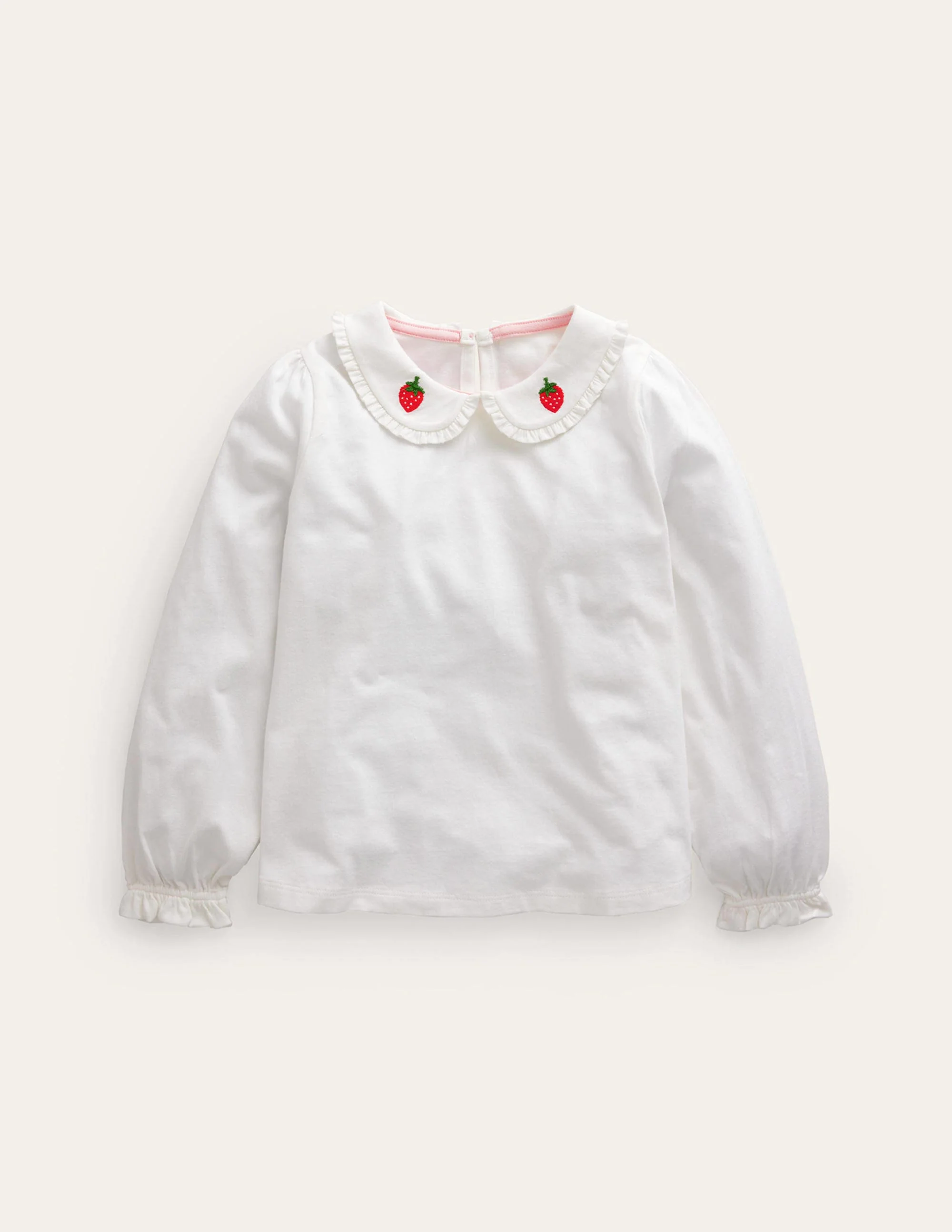 Collared Jersey Top-Ivory Strawberry