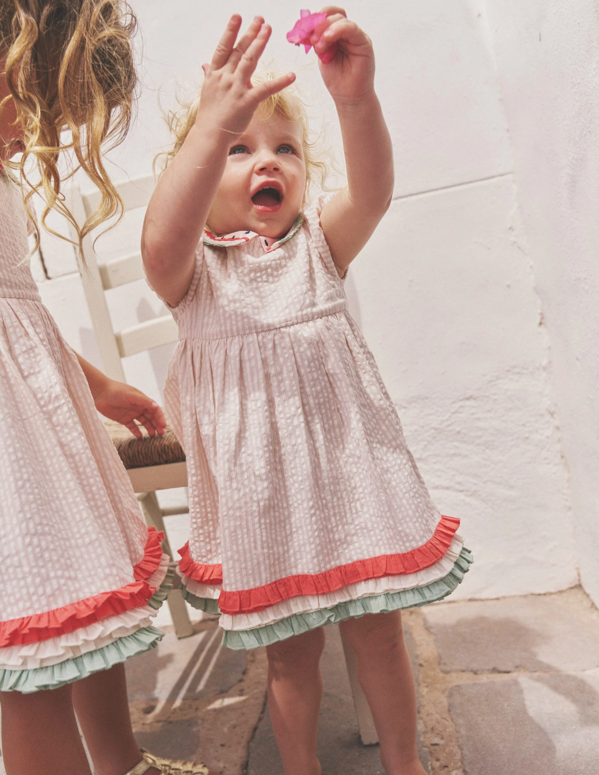 Collared Seersucker Dress-Ballet Pink/ Ivory Stripe - Image 4