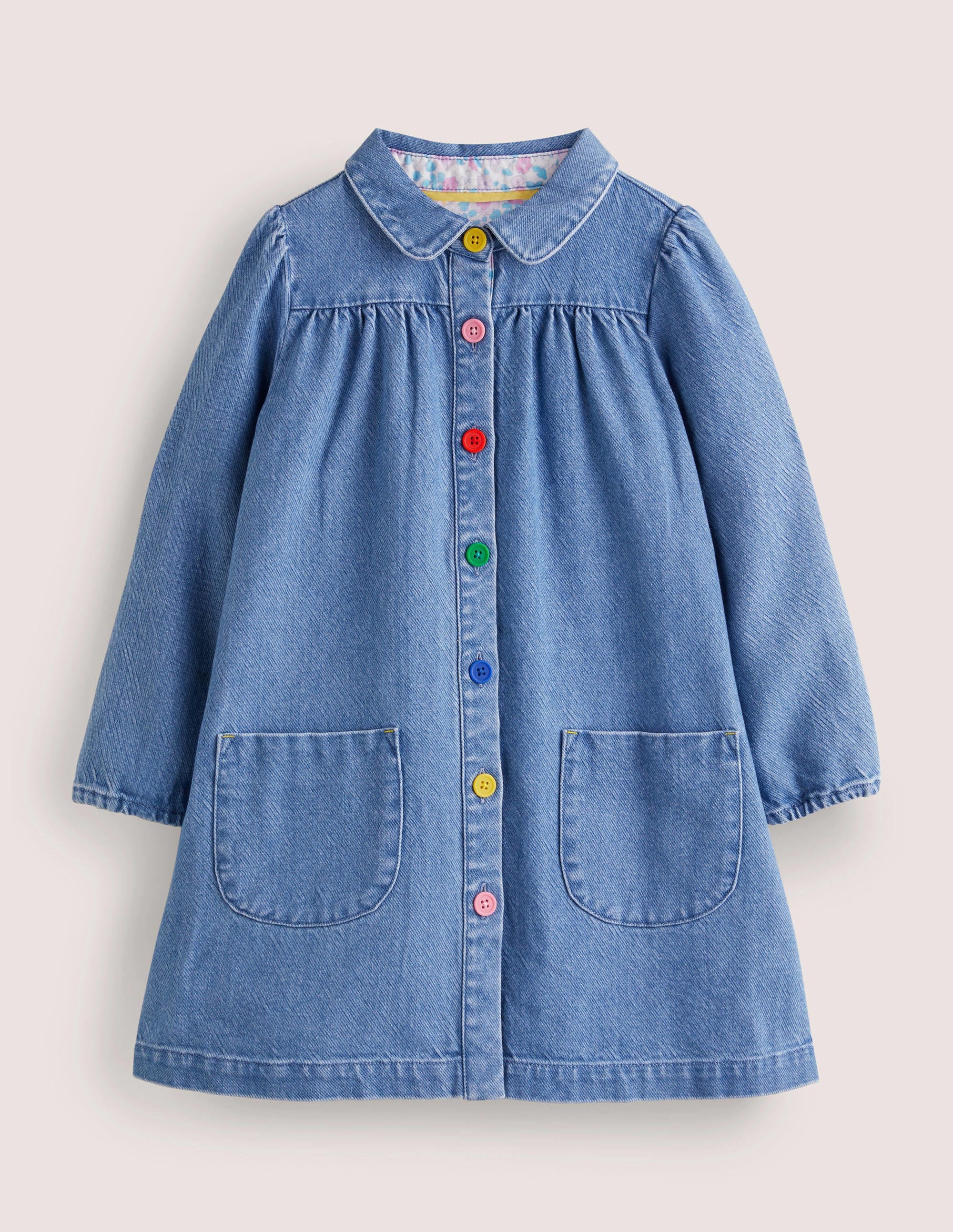 Collared Woven Dress-Chambray