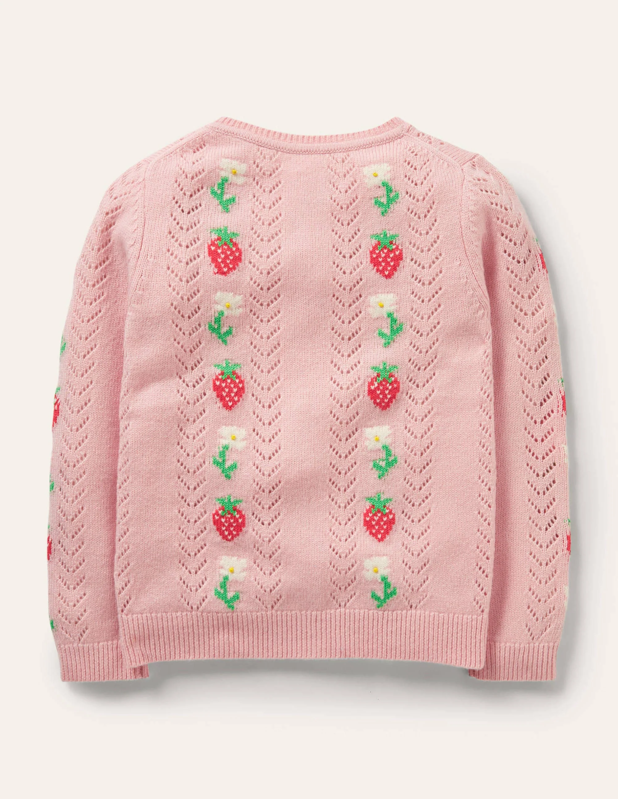 Cosy Pointelle Cardigan-Provence Pink Strawberries - Image 2