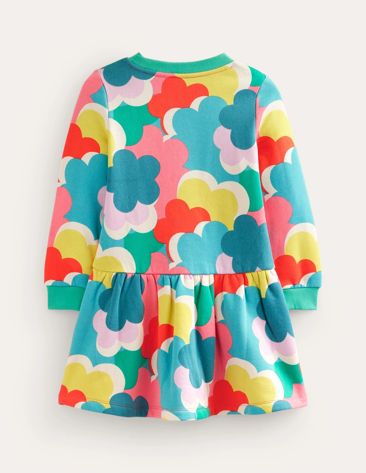 Cosy Printed Sweatshirt Dress-Multi Rainbow Clouds - Image 2
