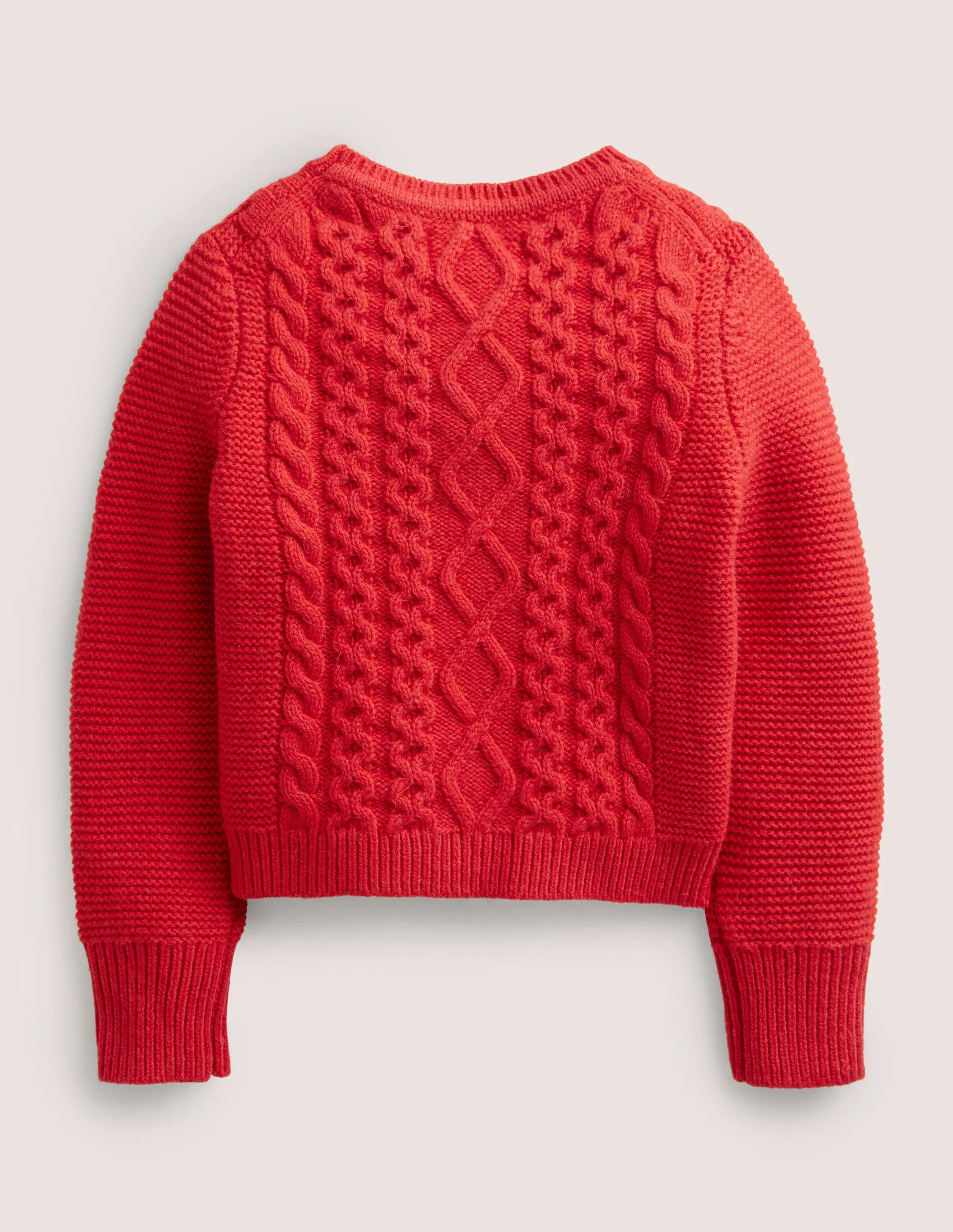 Cropped Cable Jumper-Rockabilly Red - Image 2
