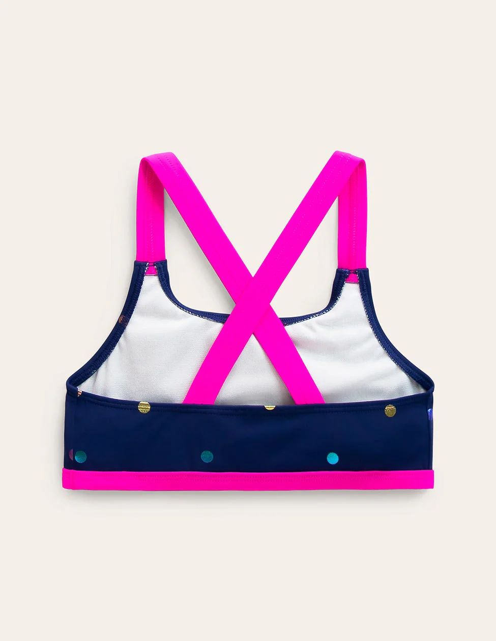 Cross-back Bikini Top-Rainbow Foil Confetti Spot - Image 2