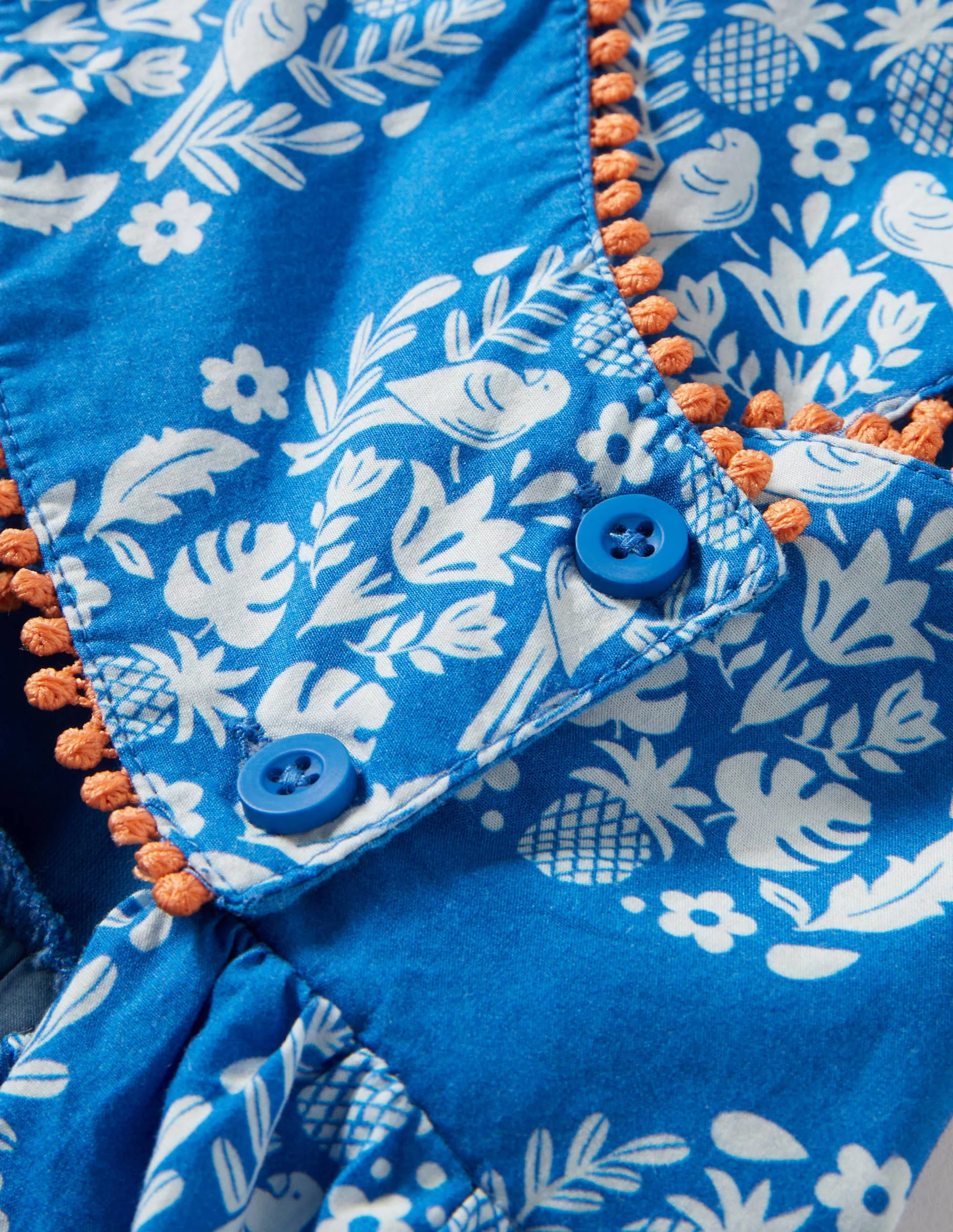 Cross-back Jumpsuit-Bright Marina Blue Woodblock - Image 3