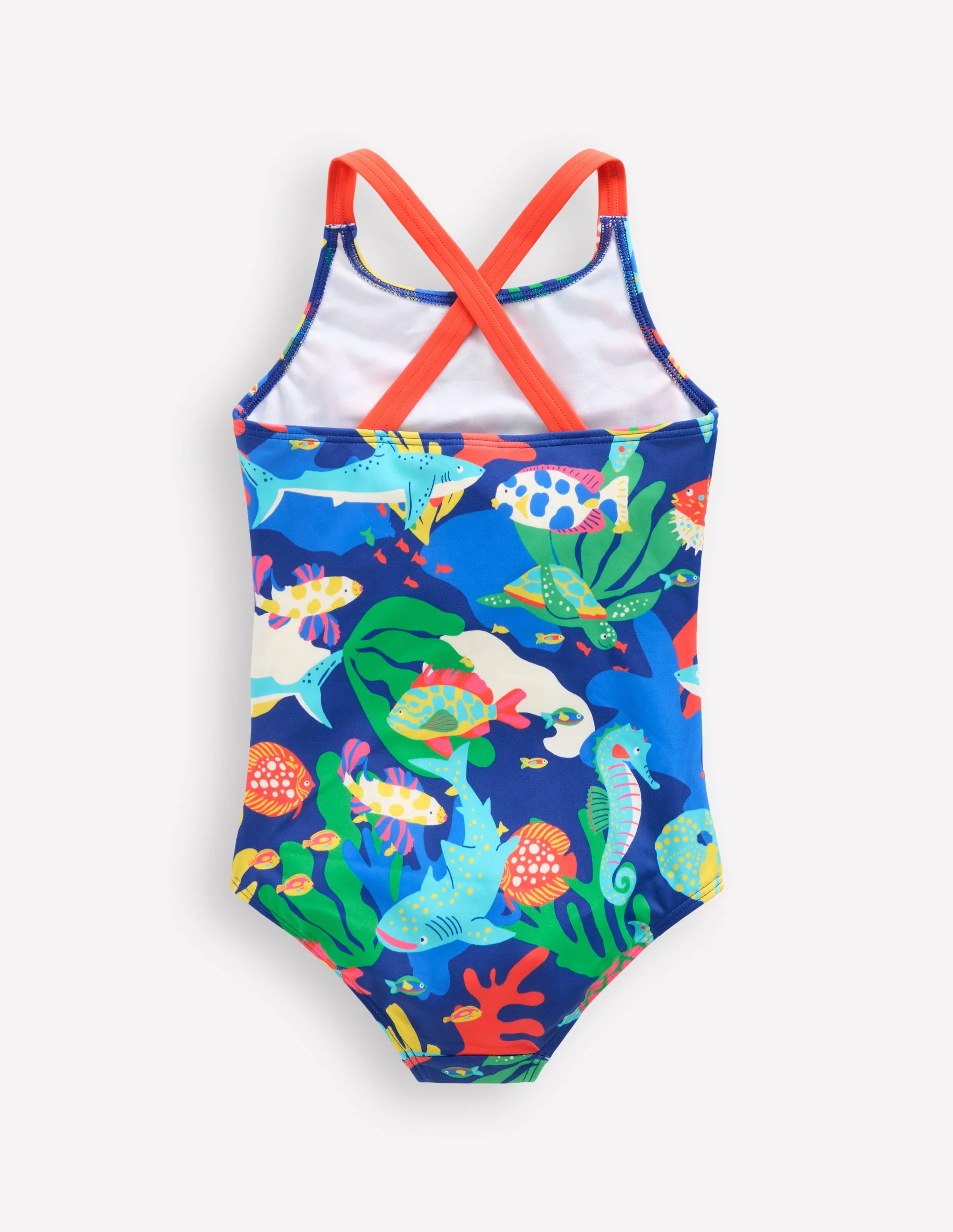 Cross-back Printed Swimsuit-Blue Reef - Image 2