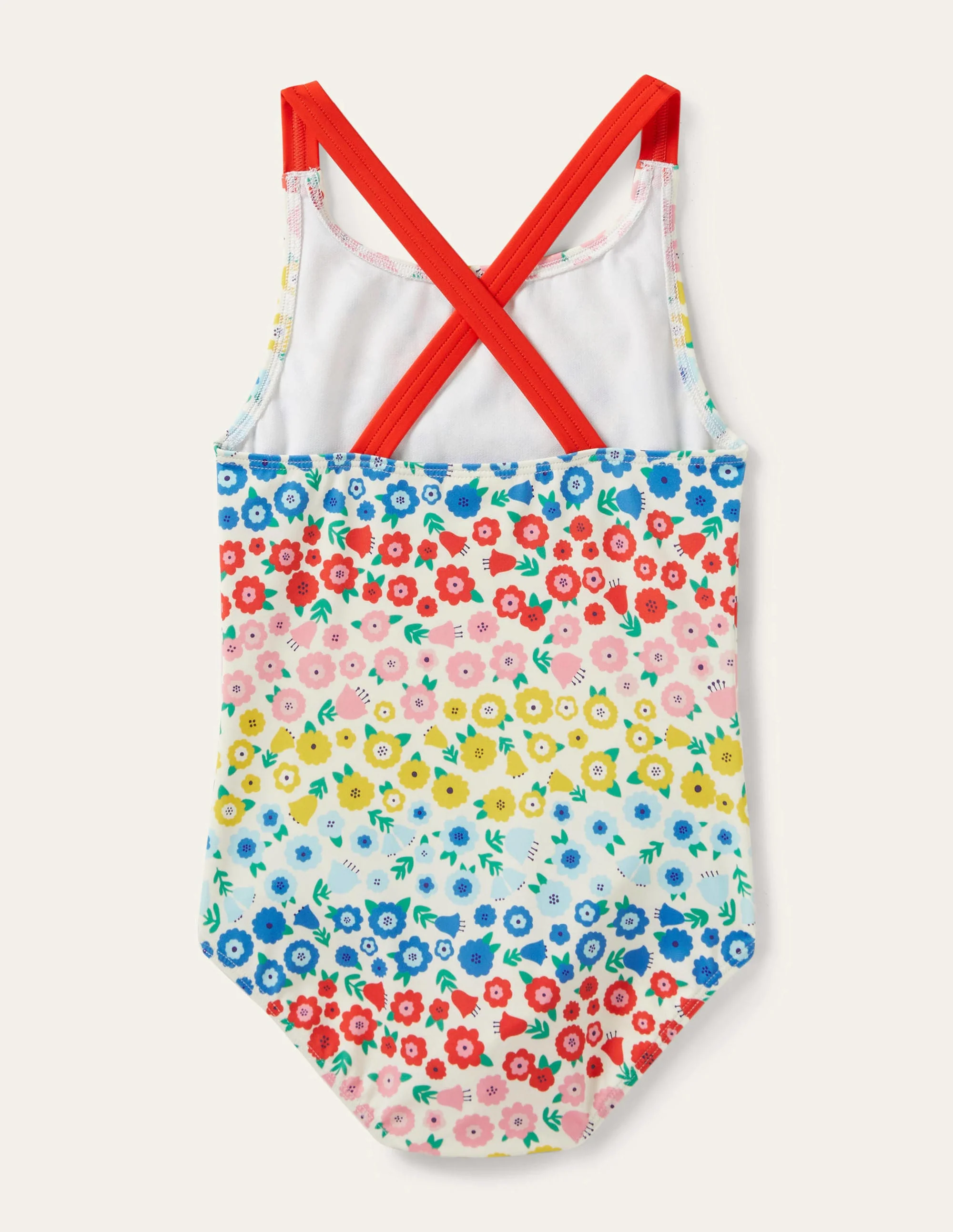 Cross-back Printed Swimsuit-Multi Floral Stripe - Image 2