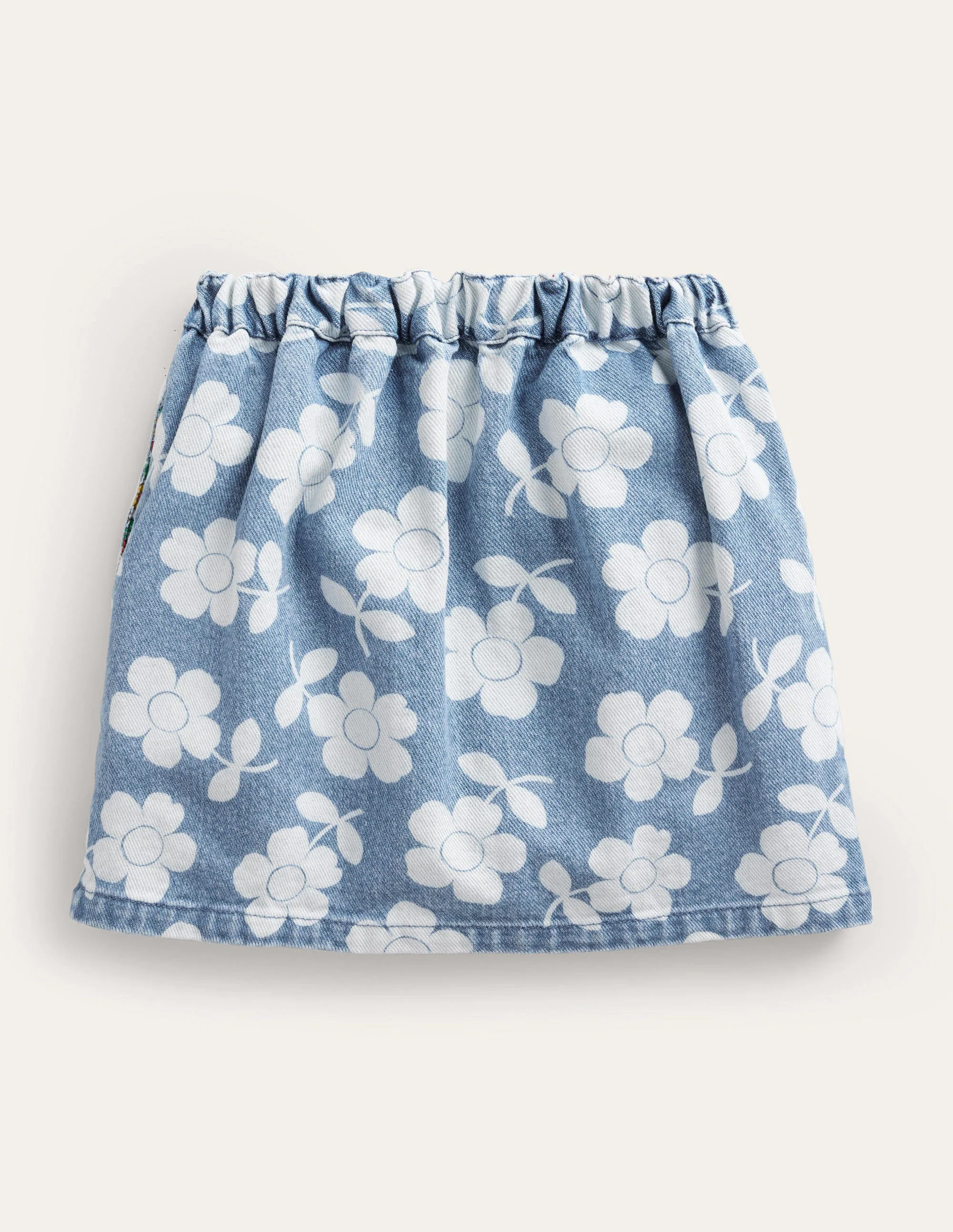 Denim Button Through Skirt-Denim Flower - Image 2