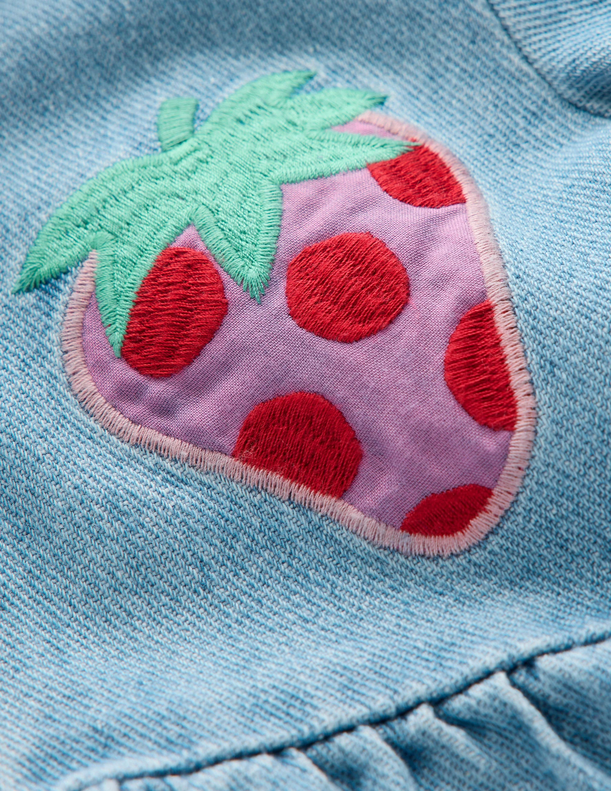 Denim Shirt Dress-Mid Vintage Denim Strawberry - Image 3