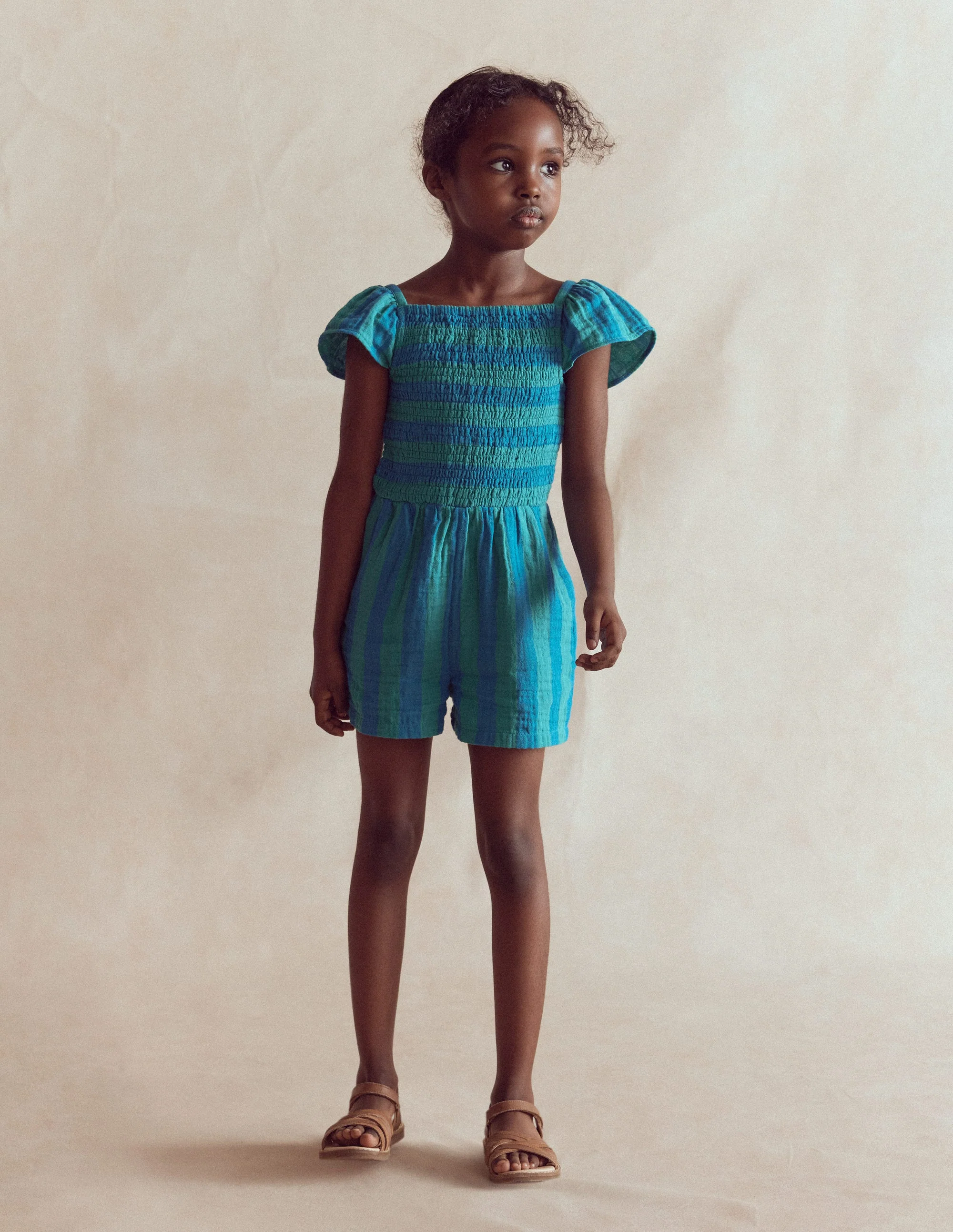 Double Cloth Playsuit-Aurora Blue Stripe - Image 2