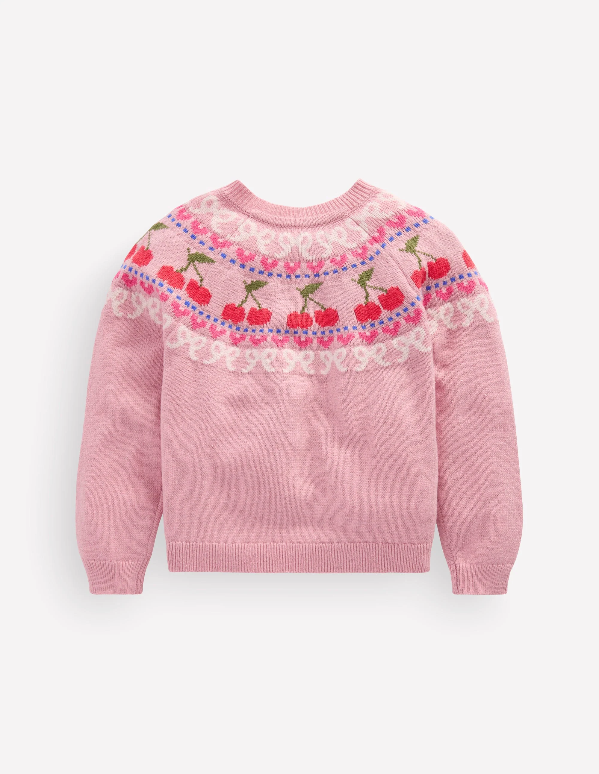 Edie Fair Isle Cardigan-Vintage Pink Marl Cherries - Image 4