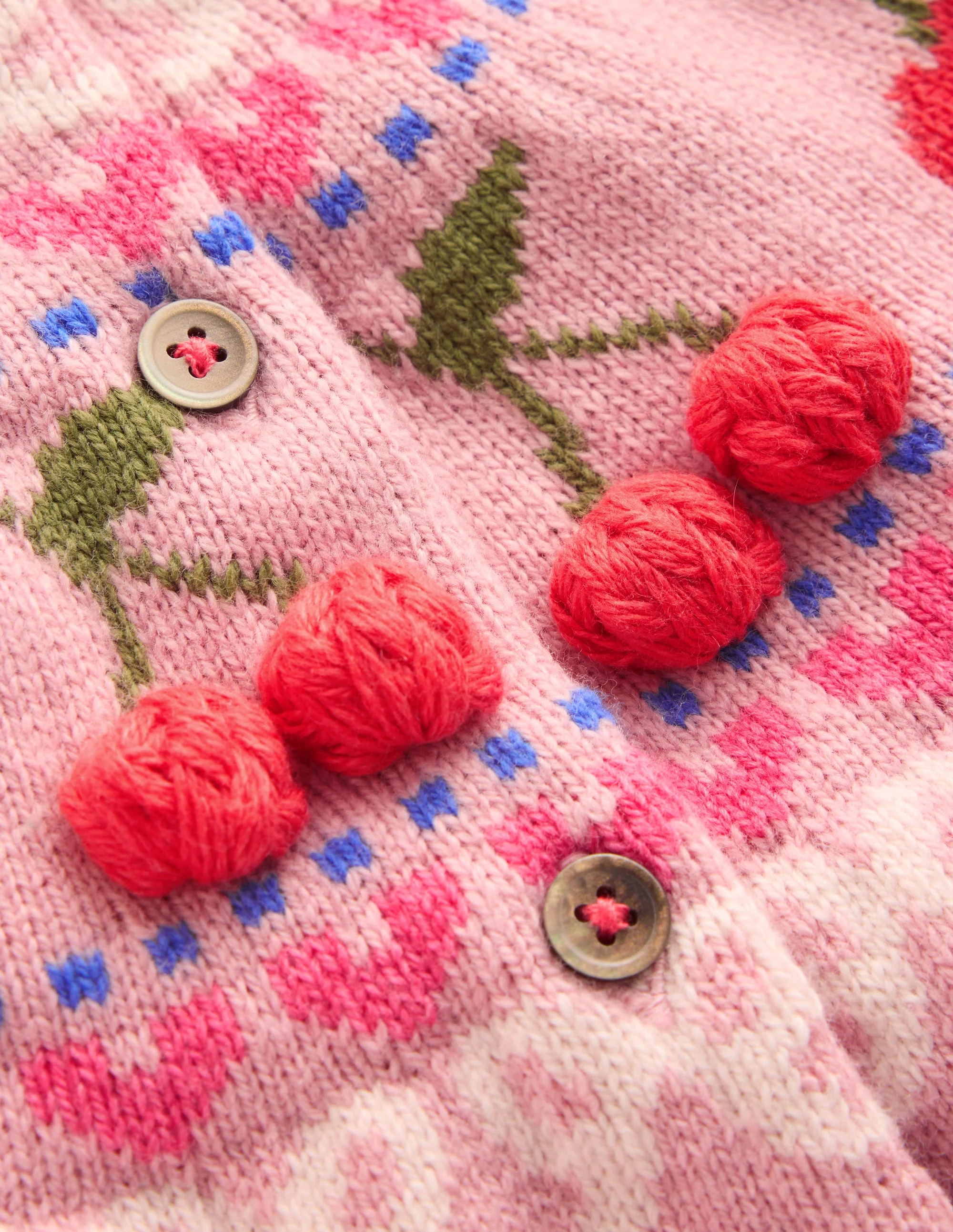 Edie Fair Isle Cardigan-Vintage Pink Marl Cherries - Image 5