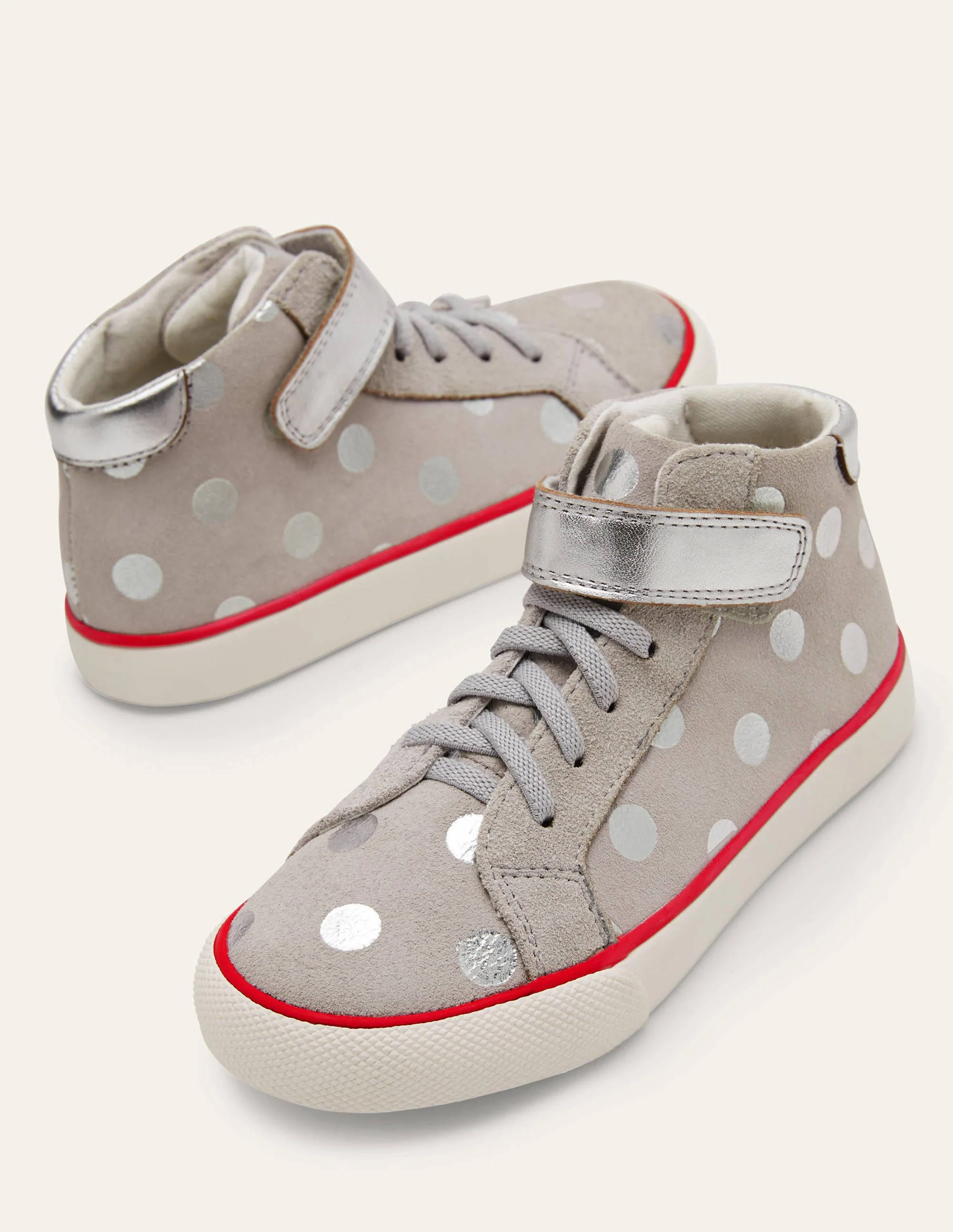 Elasticated Lace High Tops-Silver Spot