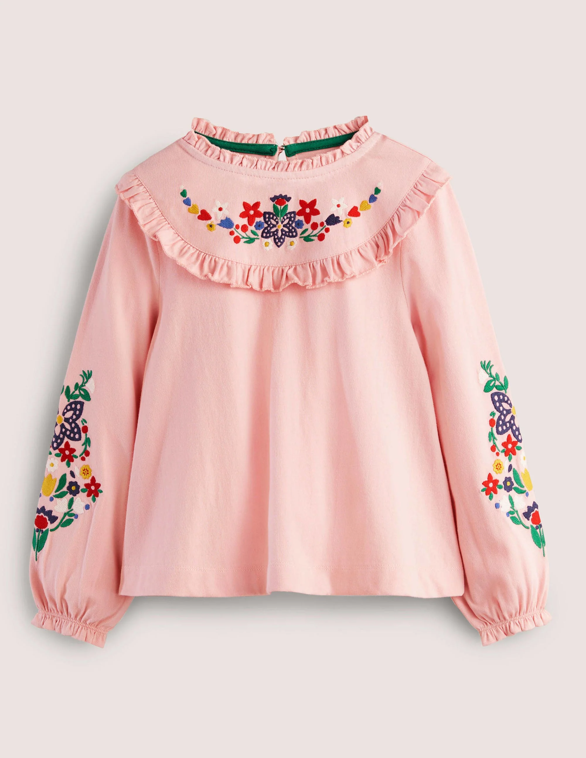 Embroidered Frilly Top-Boto Pink