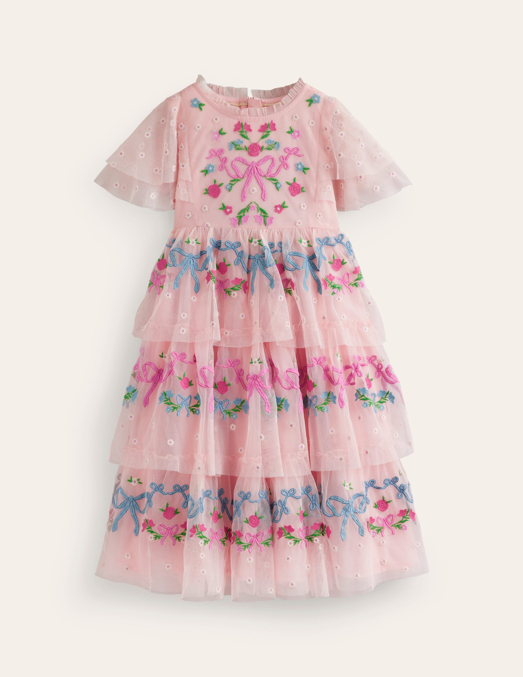 Embroidered Tulle Dress-Provence Dusty Pink