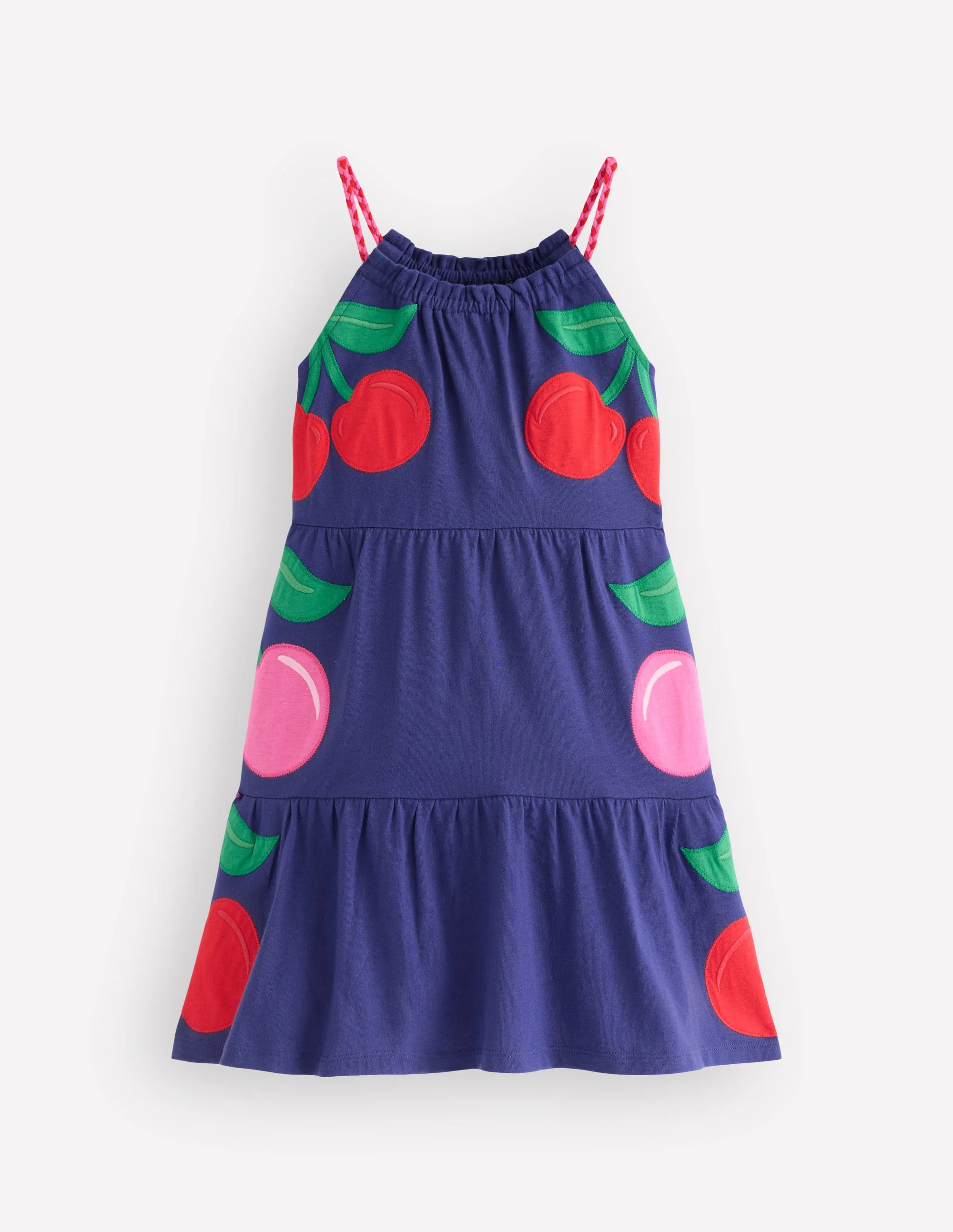 Enola Appliqué Jersey Dress-Starboard Blue Giant Cherries - Image 2