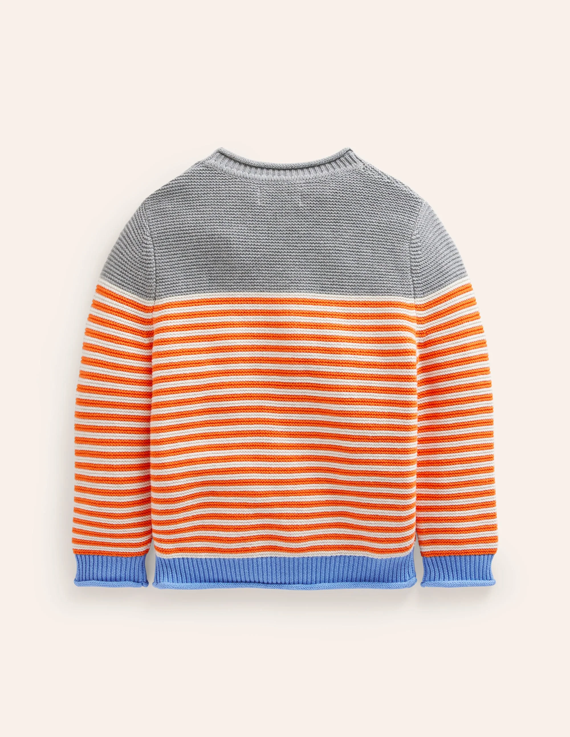 Everyday Stripe Cotton Jumper-Terracotta Orange & Ecru Marl - Image 2