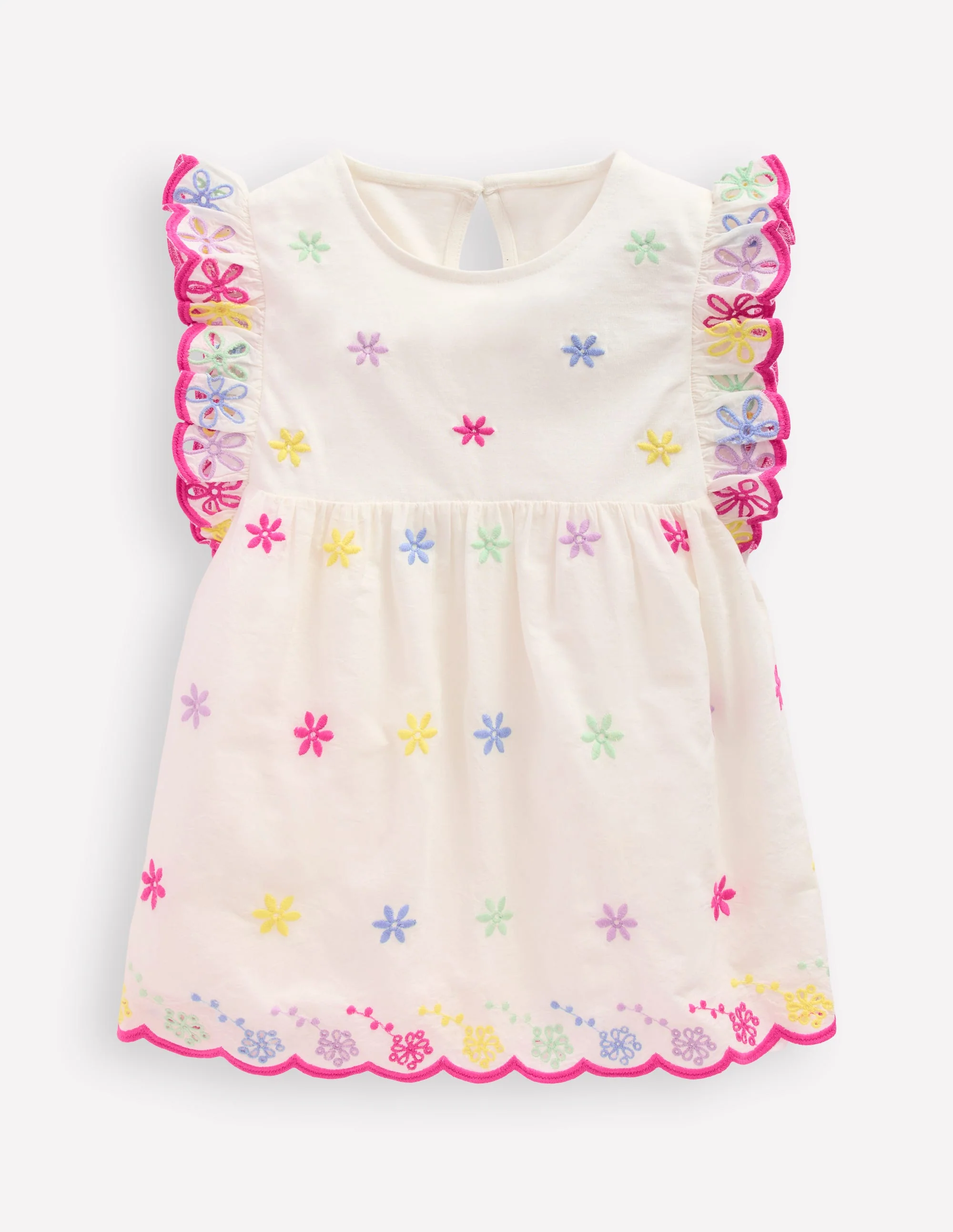 Fabric Mix Broderie Top-Coconut Milk