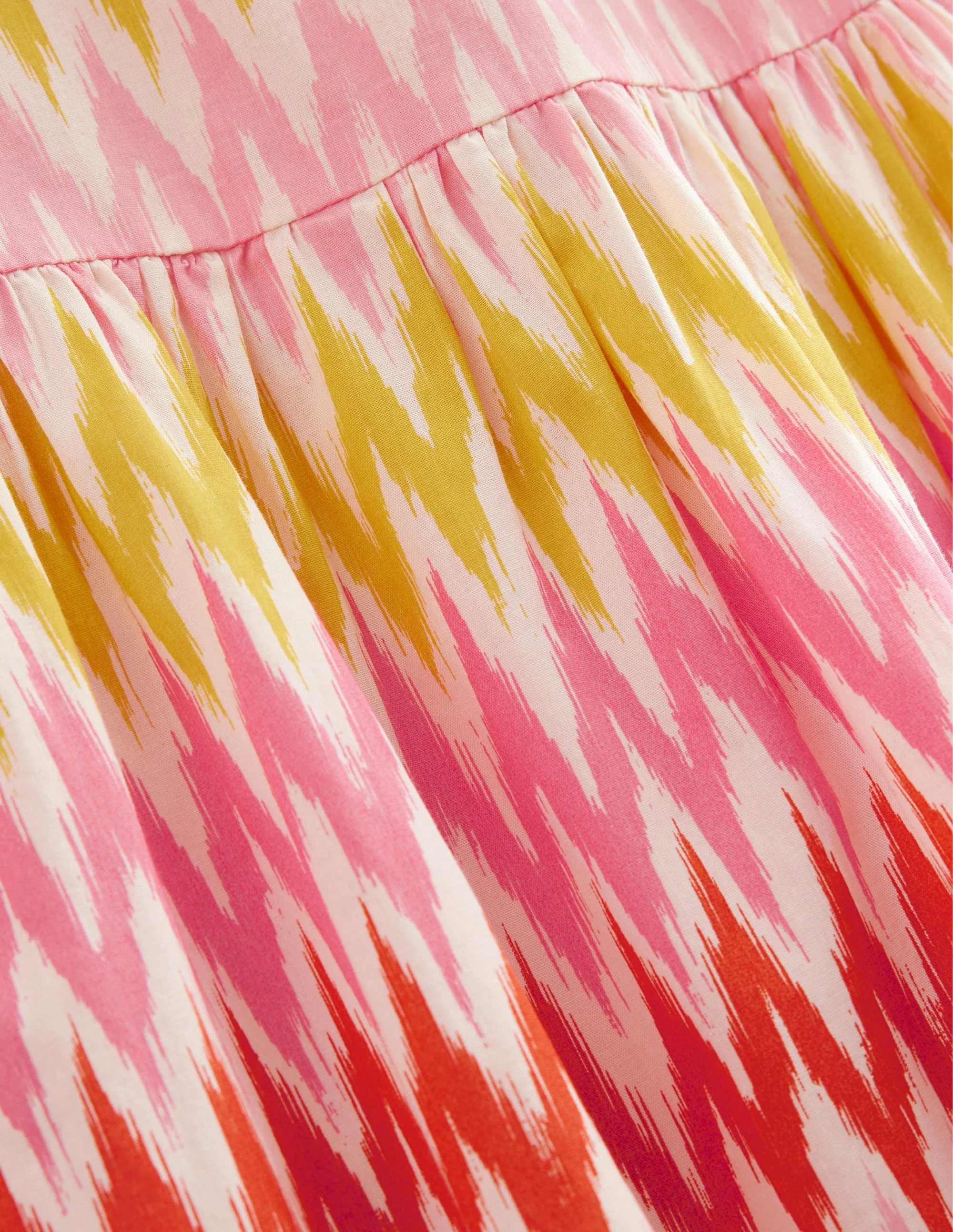 Flutter-Sleeve Printed Dress-Peach Sorbet Stripe - Image 3