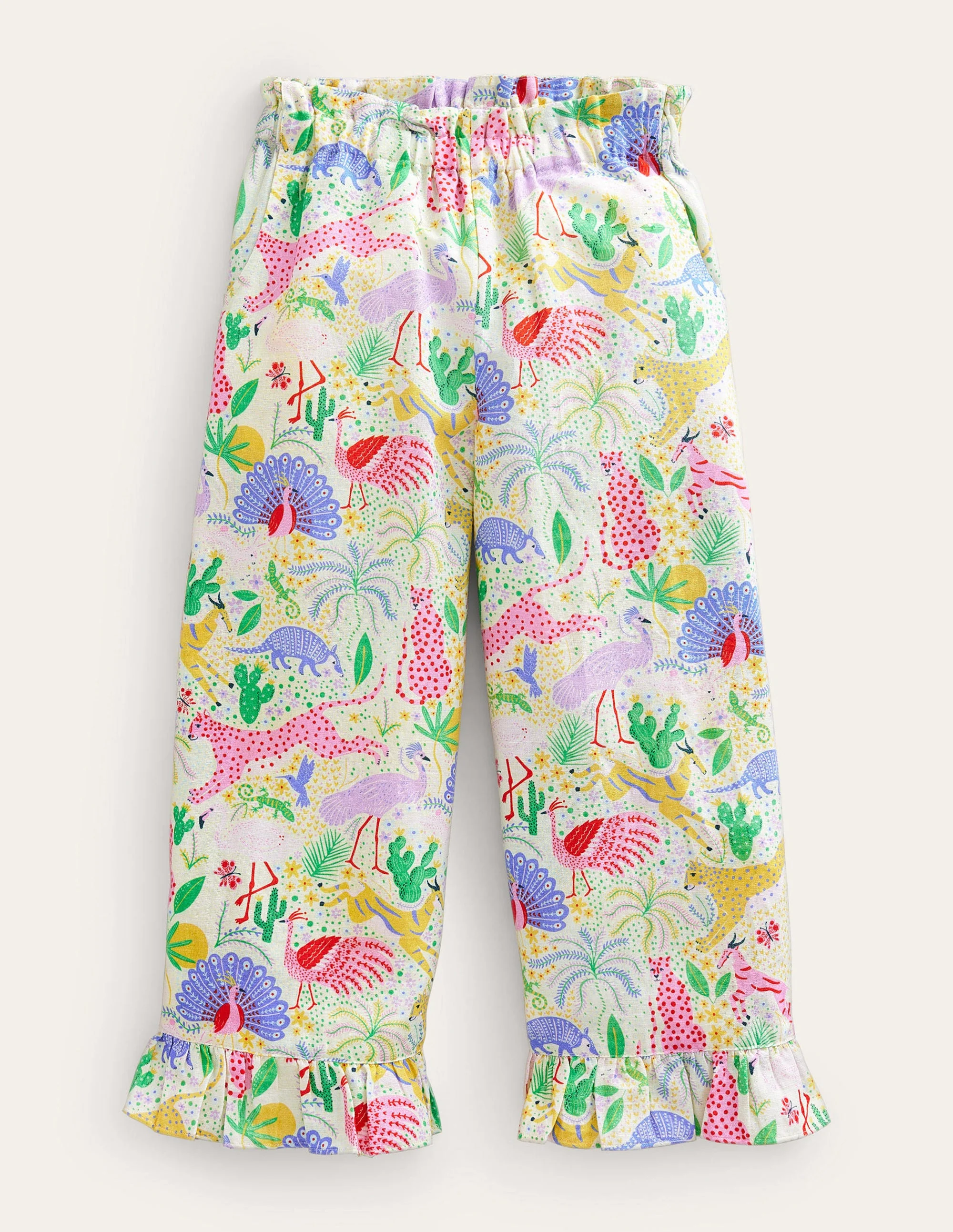 Frill Cuff Wide Leg Trousers-Multi Desert