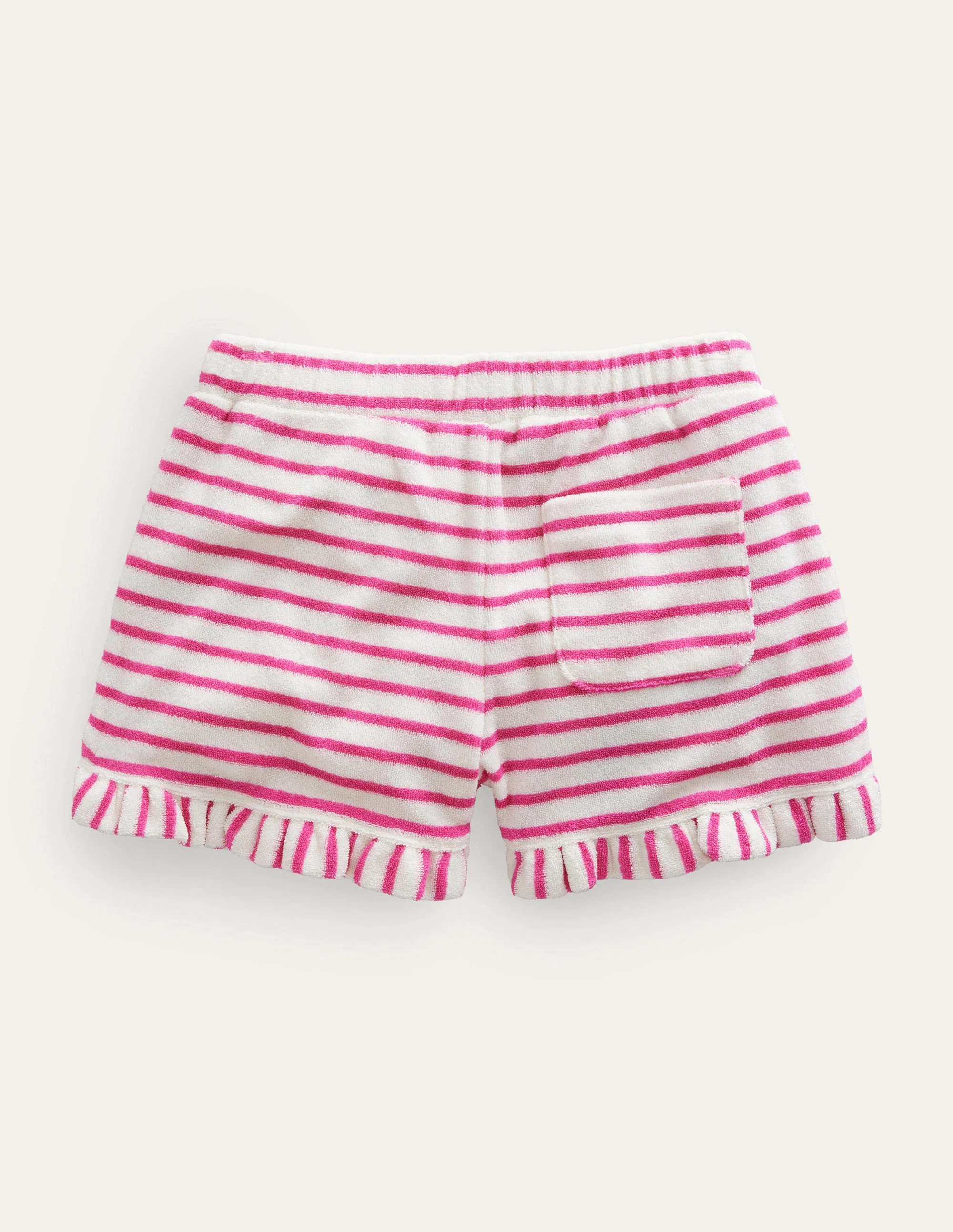 Frill Hem Towelling Shorts-Tickled Pink/Ivory - Image 2