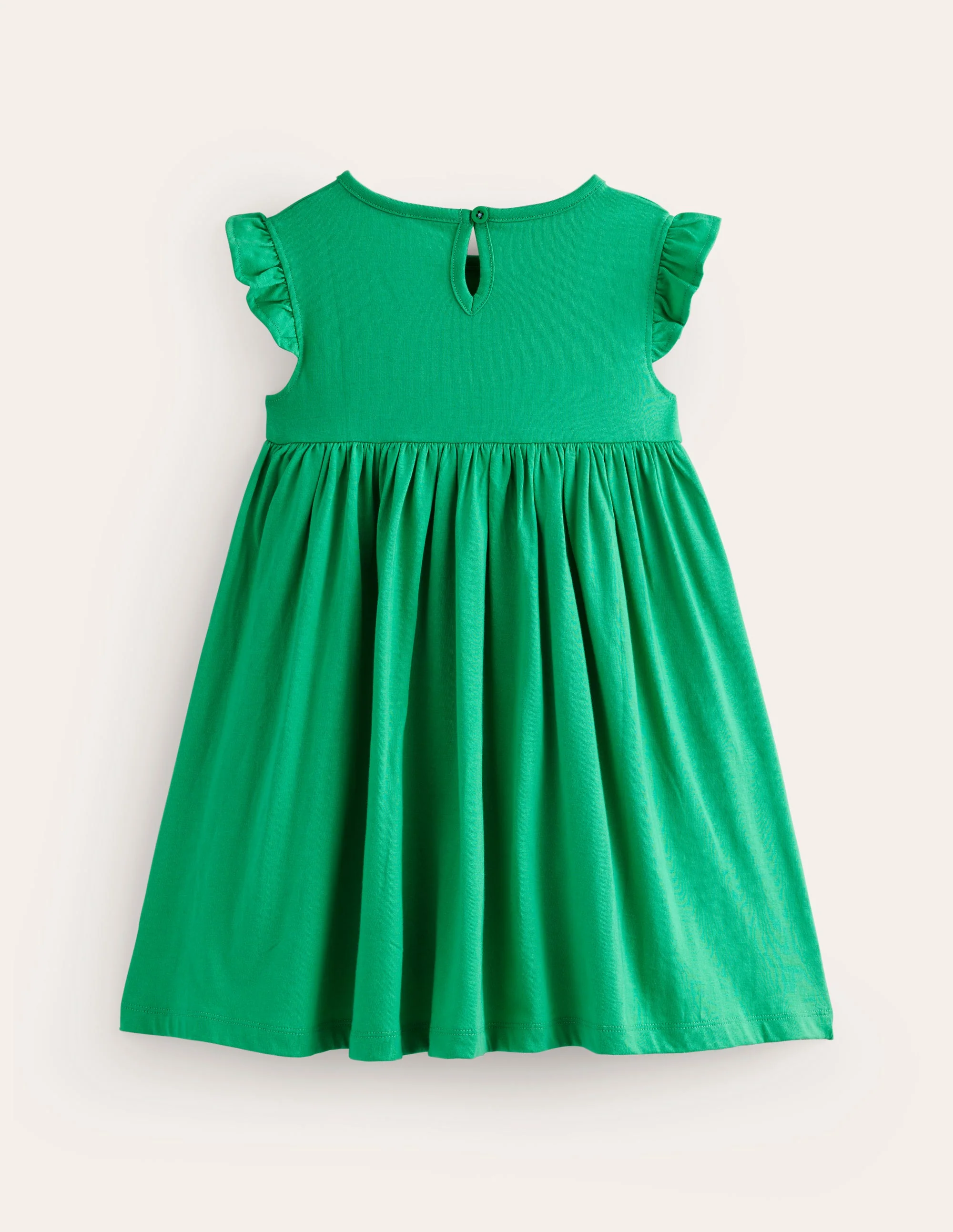 Frill Sleeve Appliqué Dress-Pea Green Sheep - Image 2