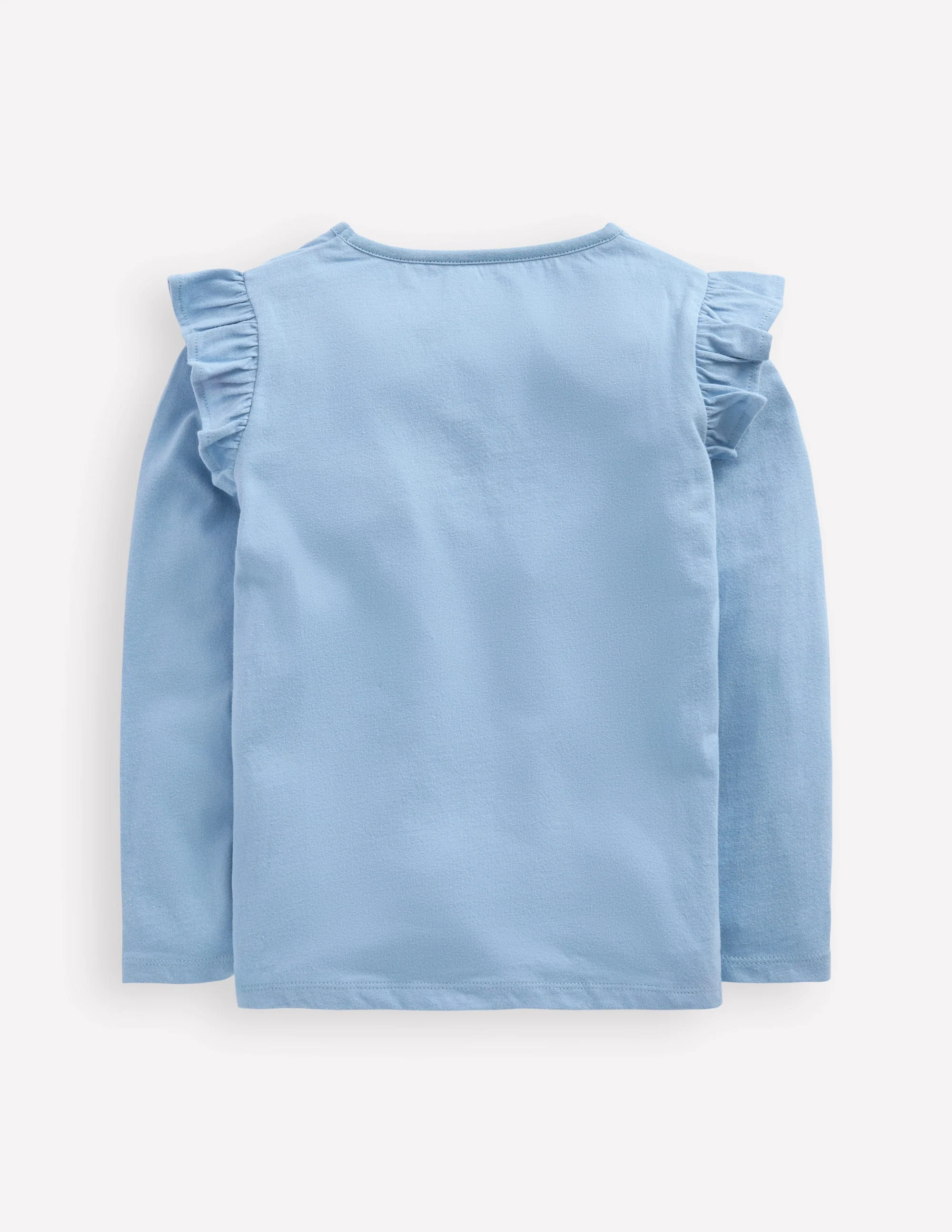 Frill Sleeve Appliqué T-shirt-Blue Lovebirds - Image 2