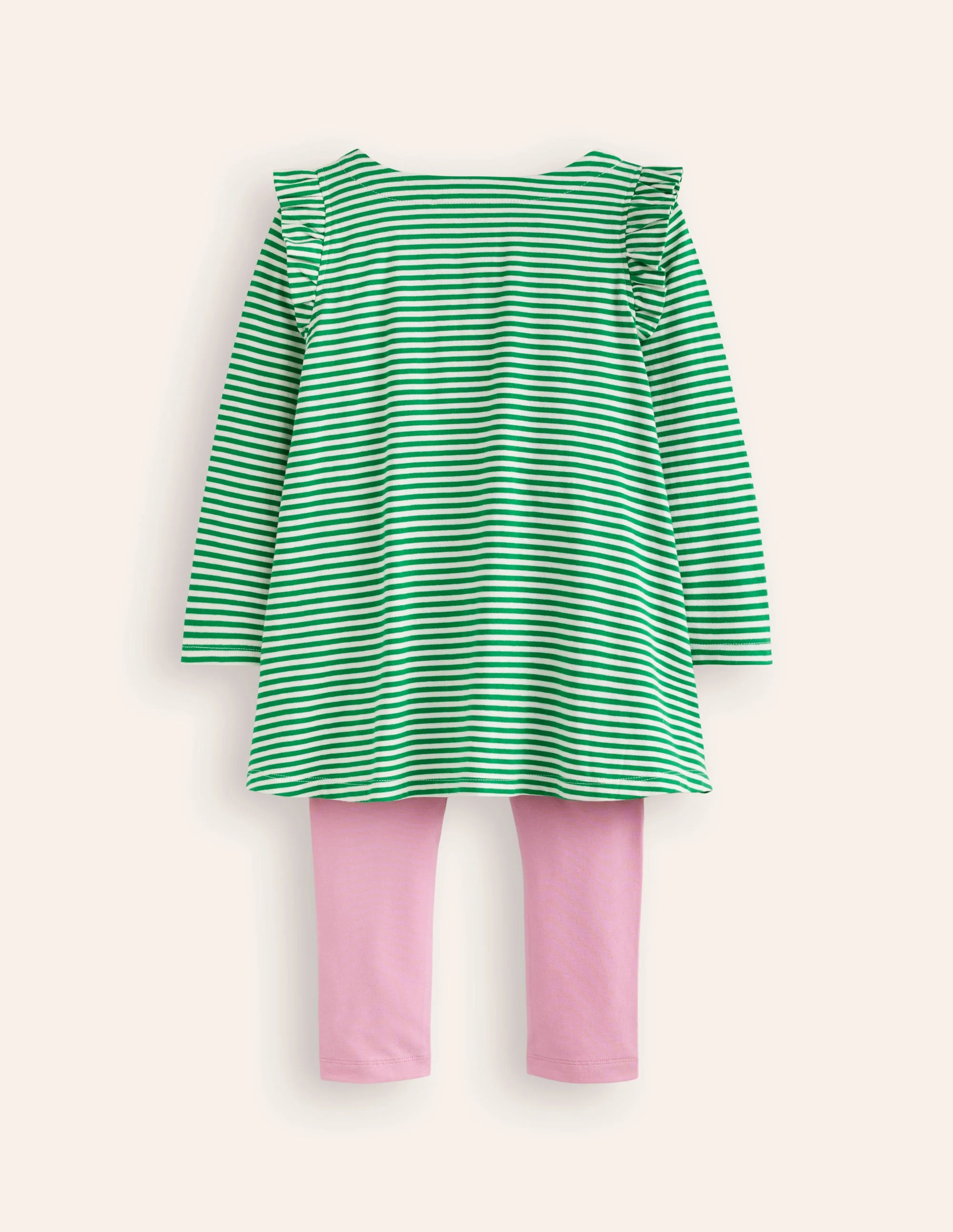 Frill Tunic Leggings Set-Rich Emerald/ Ivory Flower - Image 2