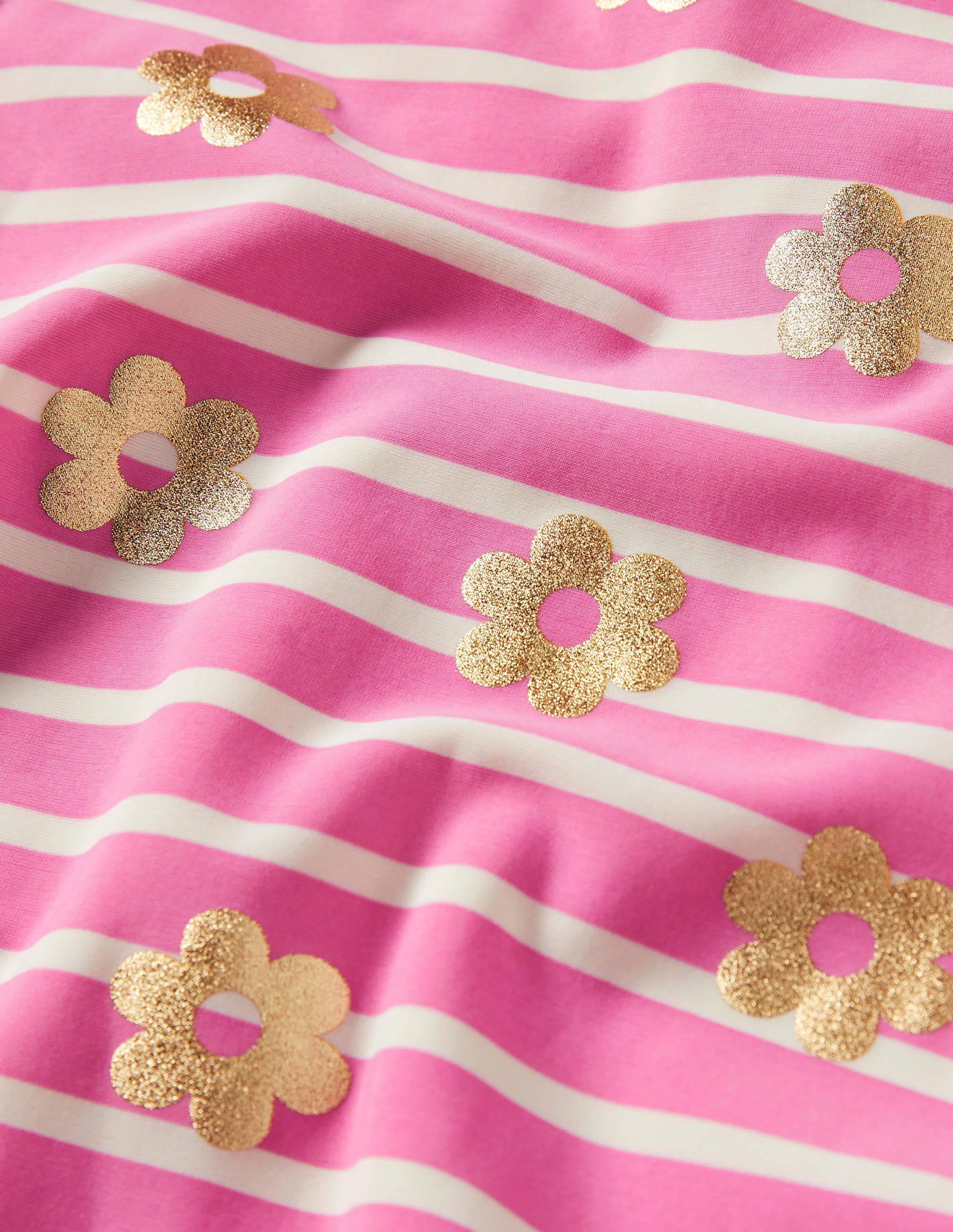 Frilly Cross-back Swimsuit-Strawberry Pink Foil Daisy - Image 3