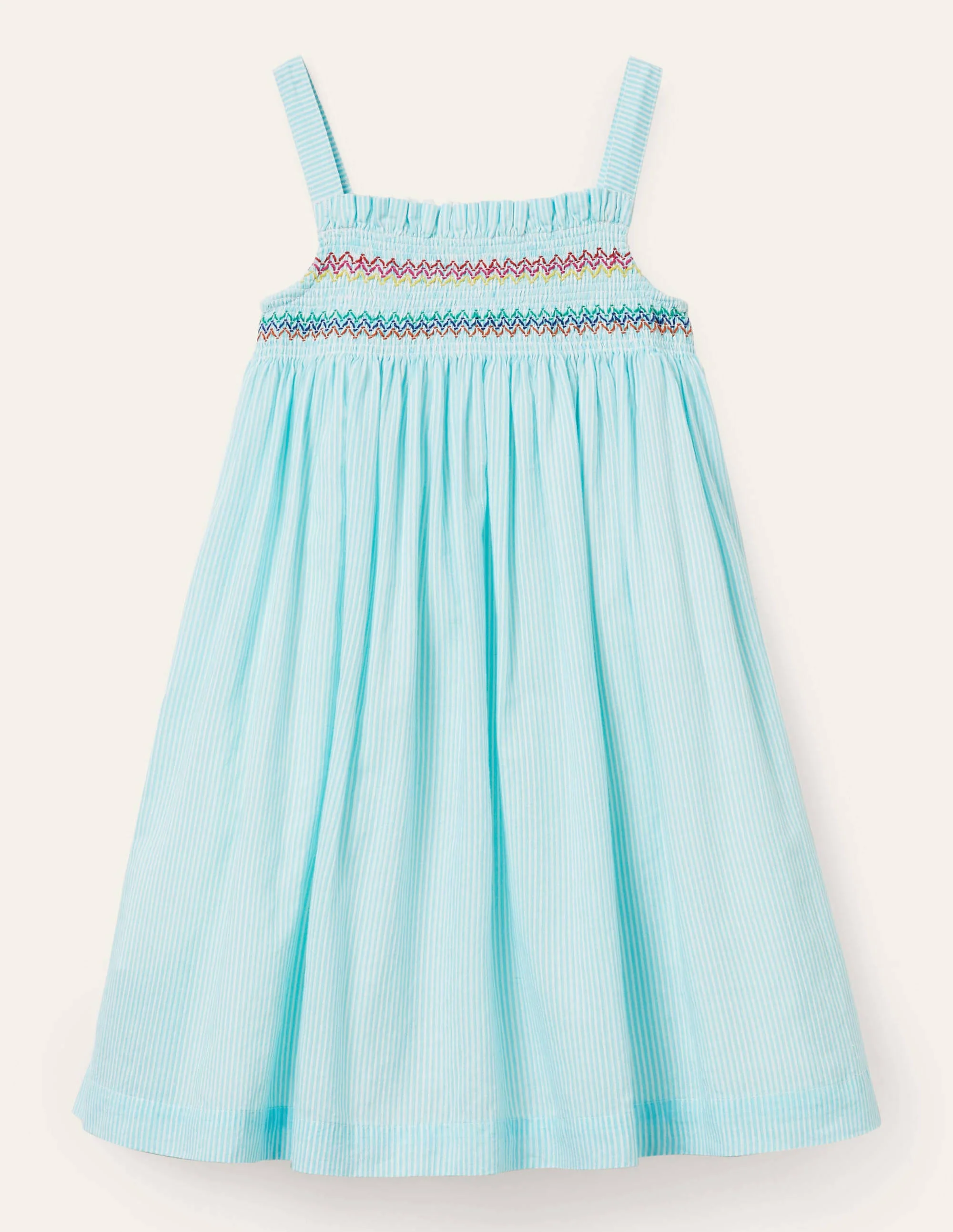 Fun Appliqué Sun Dress-Aqua Blue Ticking Parrot - Image 2