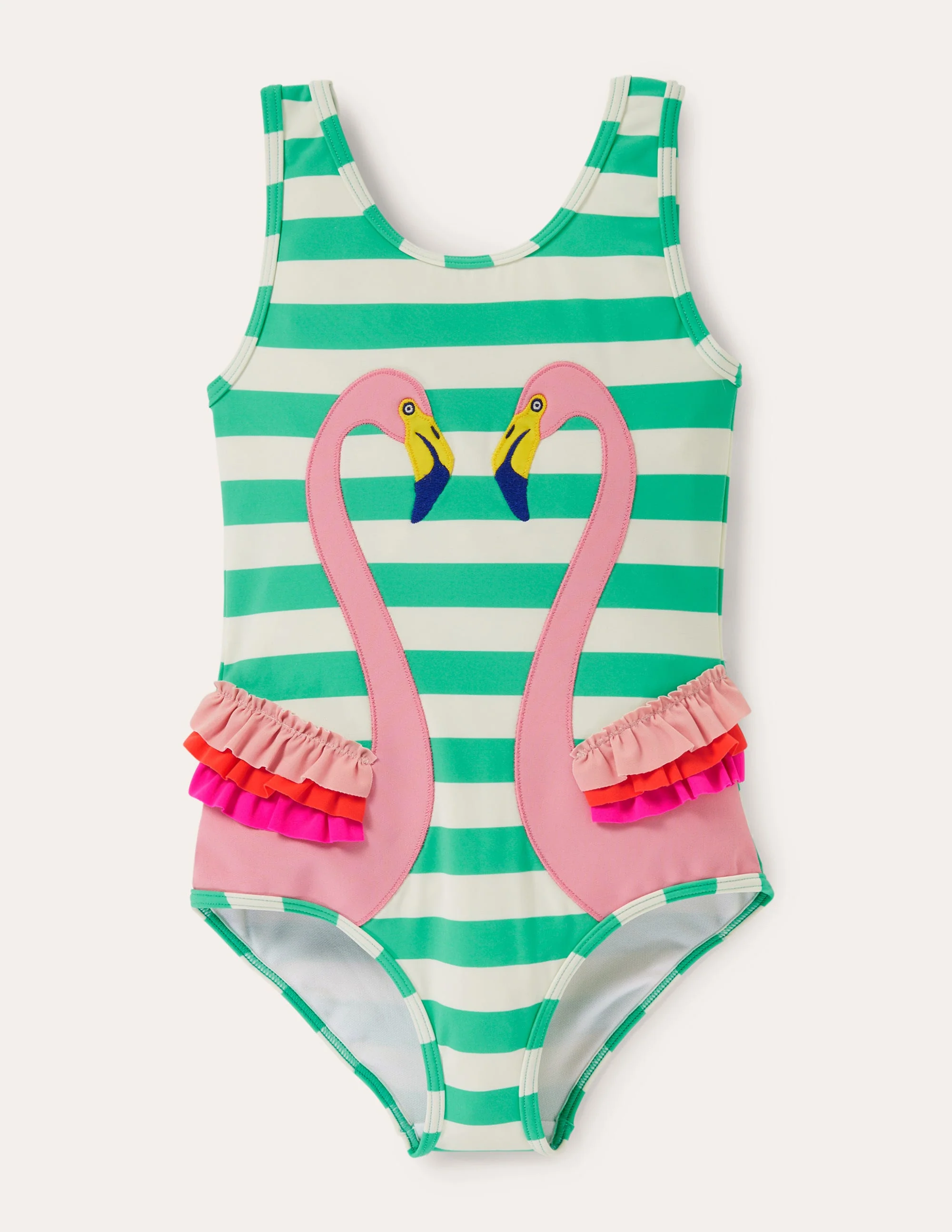 Fun Appliqué Swimsuit-Tropical Green/Ivory Flamingo