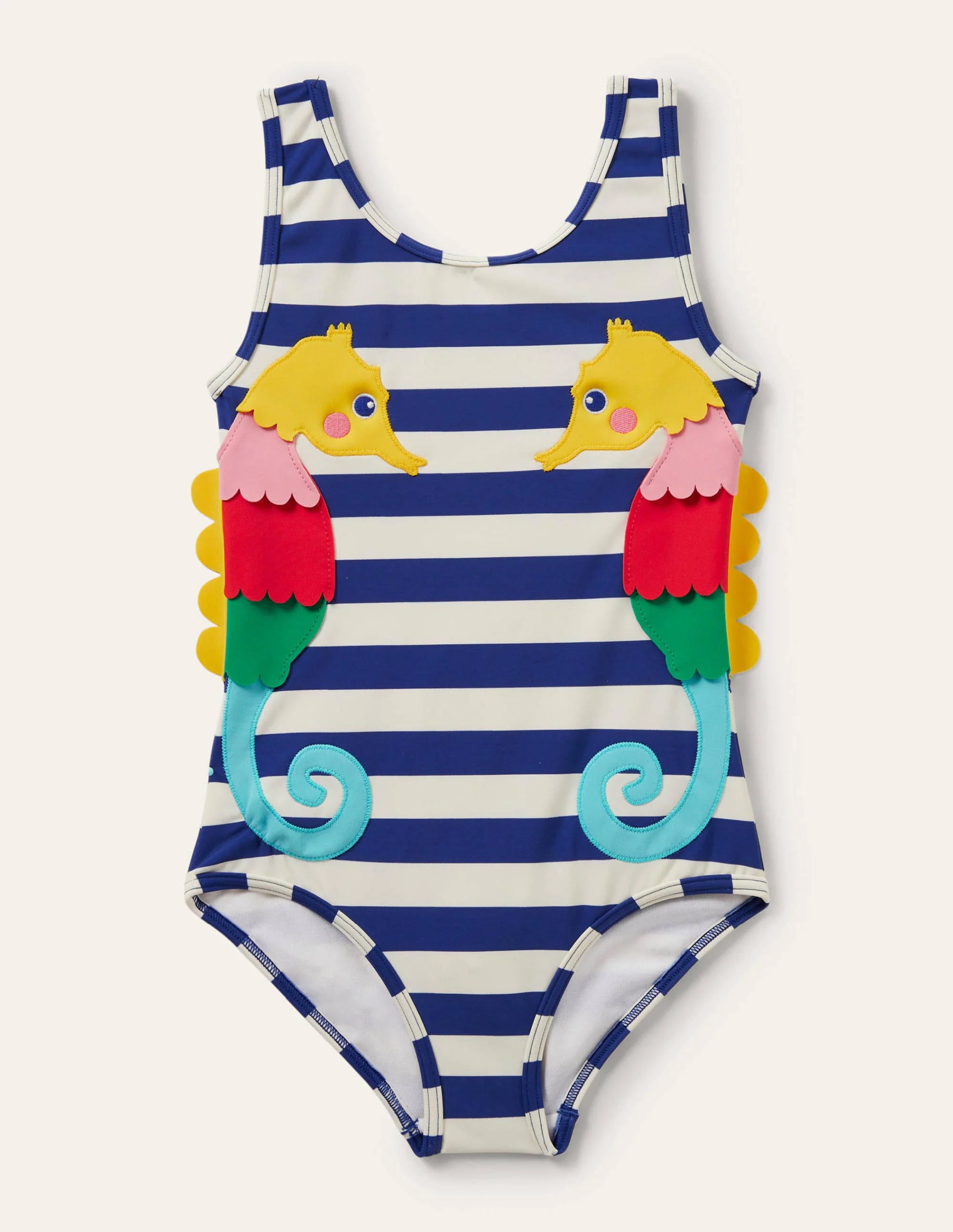 Fun Appliqué Swimsuit-Wave Blue/Ivory Seahorse