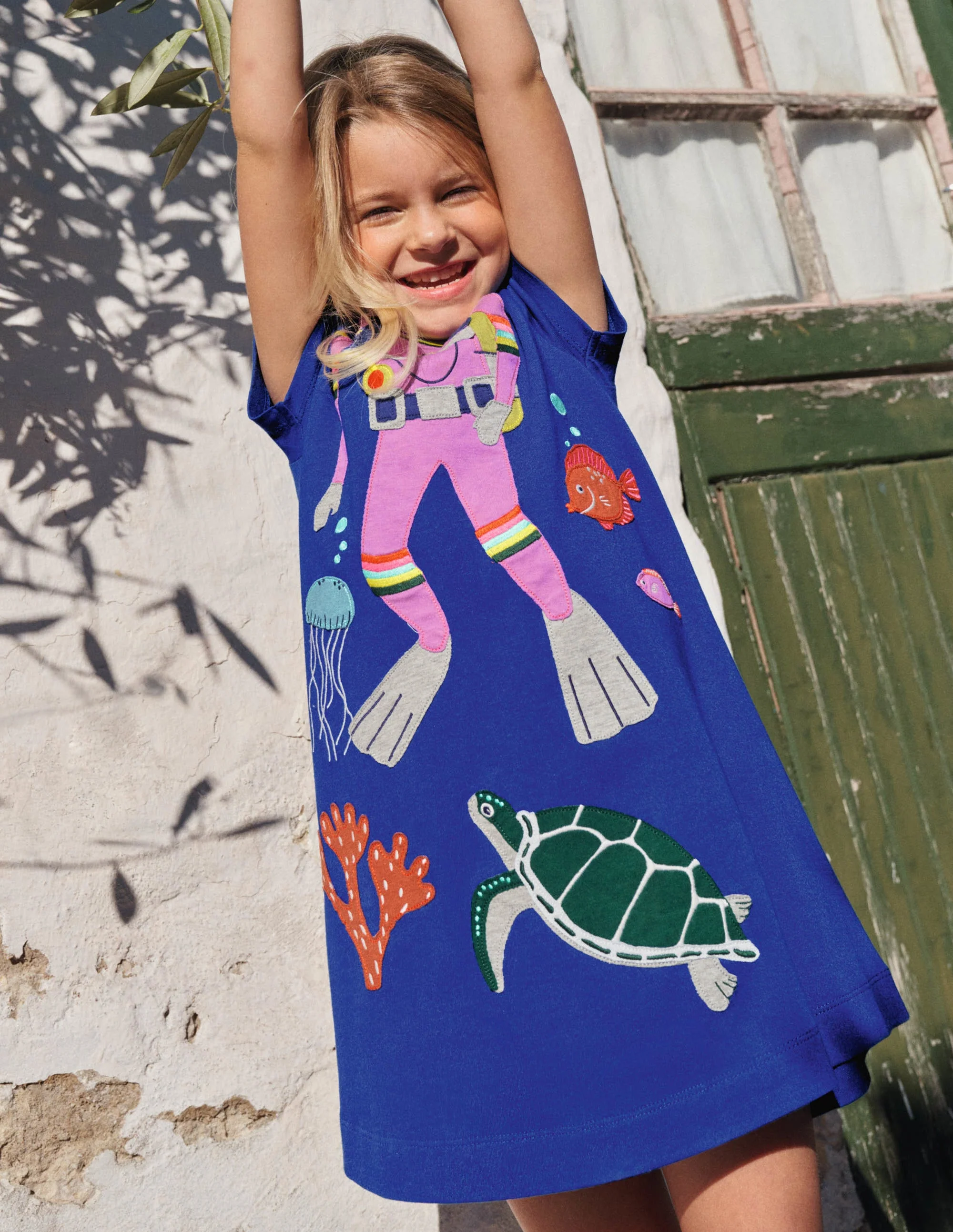Fun Big Appliqué Dress-Blue Wave Diver - Image 4