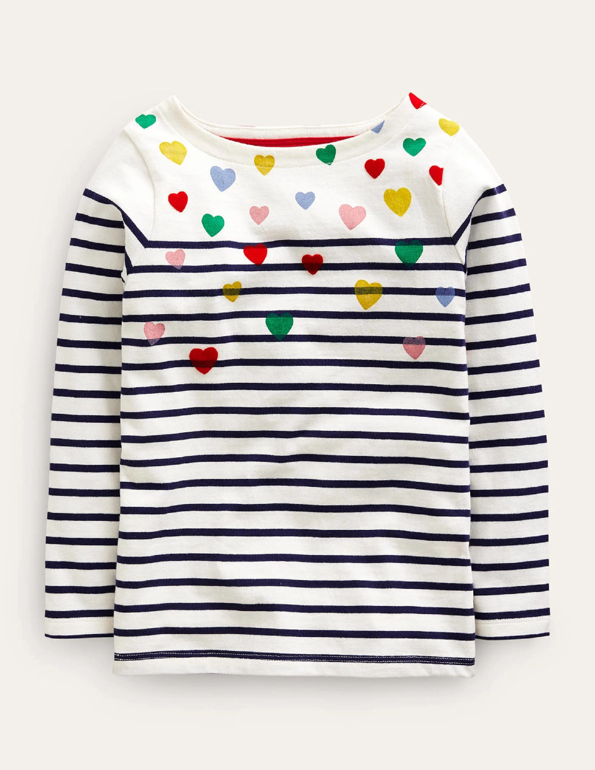 Fun Breton-Ivory/Navy Multi Hearts