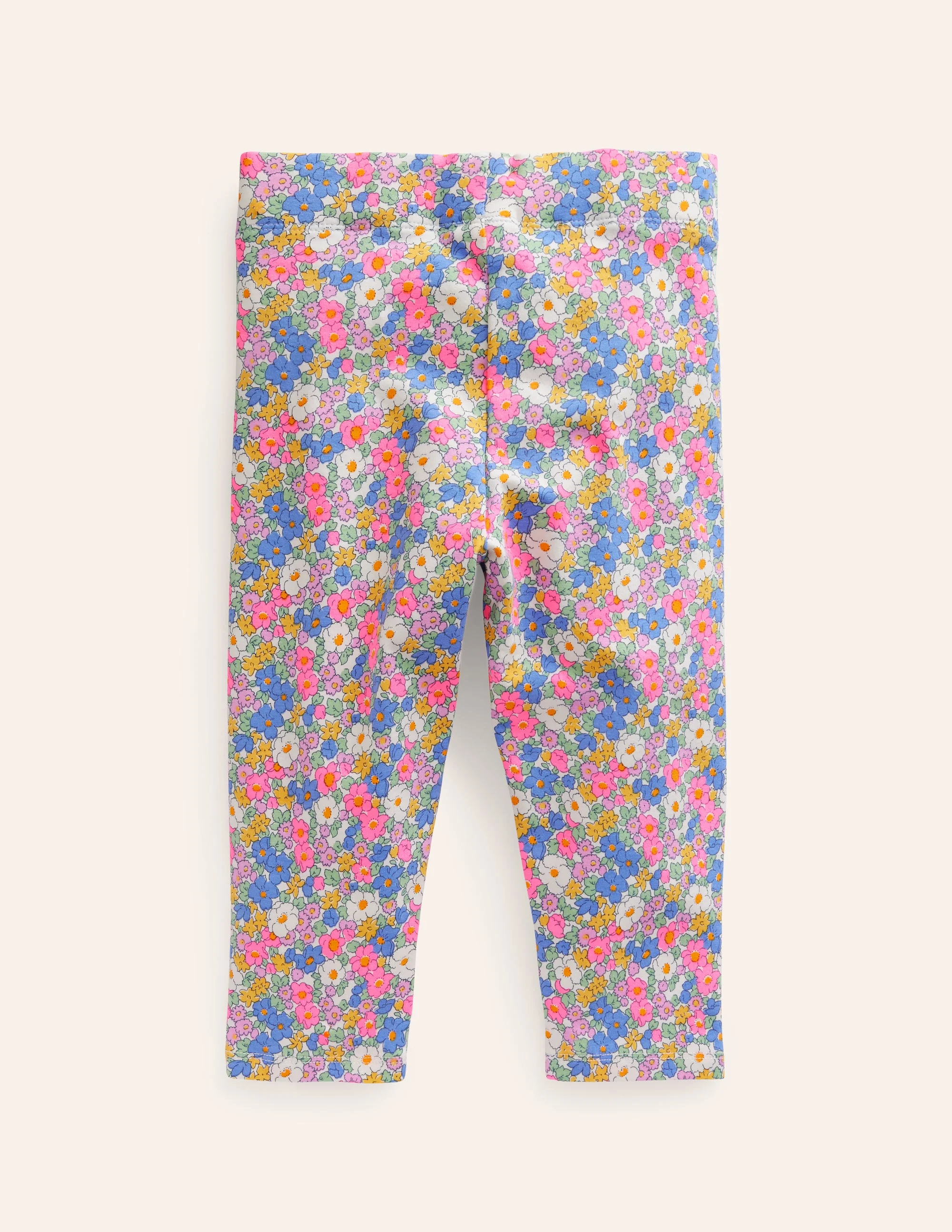 Fun Cropped Leggings-Festival Pink Nautical Floral - Image 2